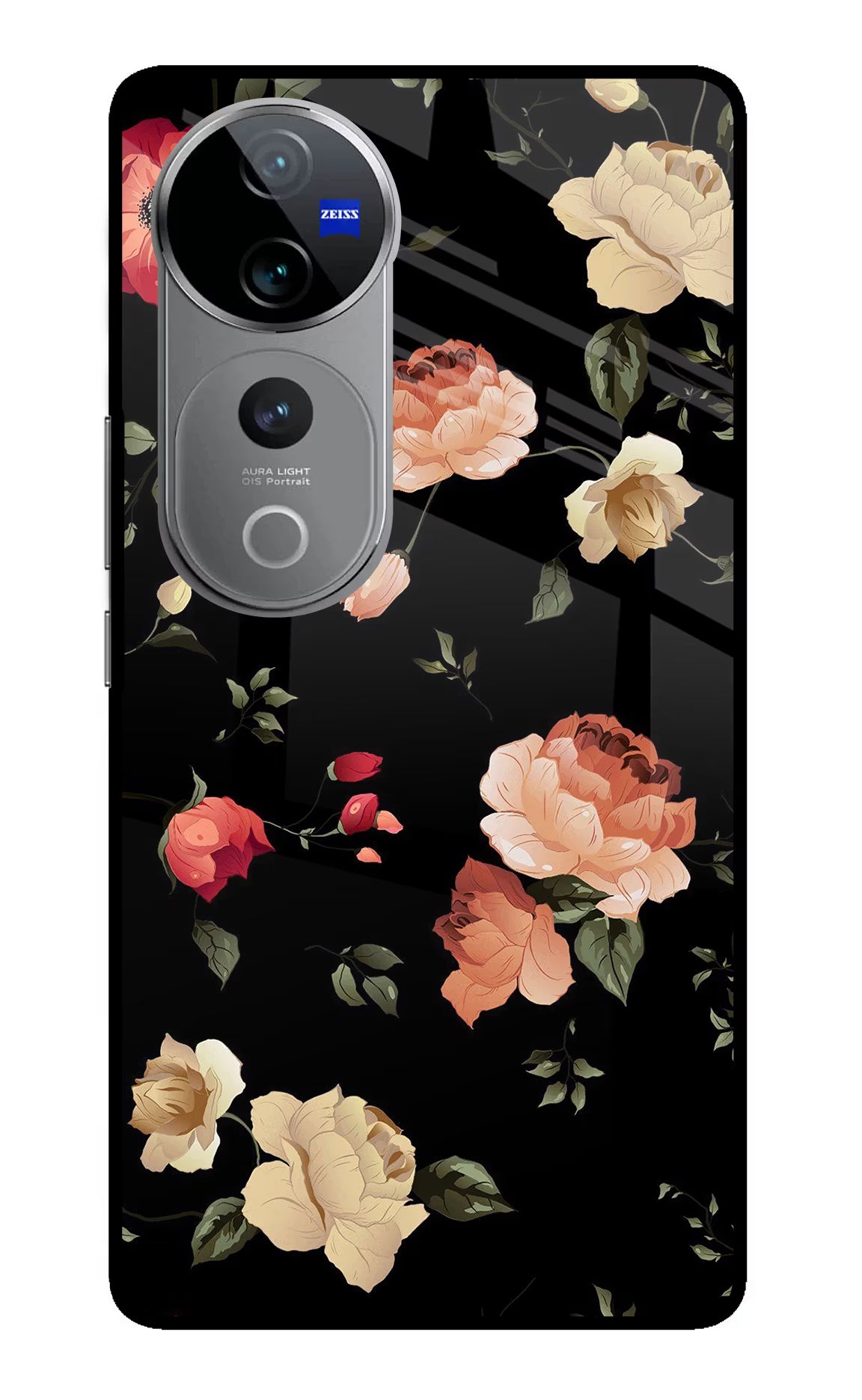 Flowers Vivo V40 Pro 5G Glass Case - Flowers Vivo V40 Pro 5G Glass Case Flowers Vivo V40 Pro 5G Glass Case