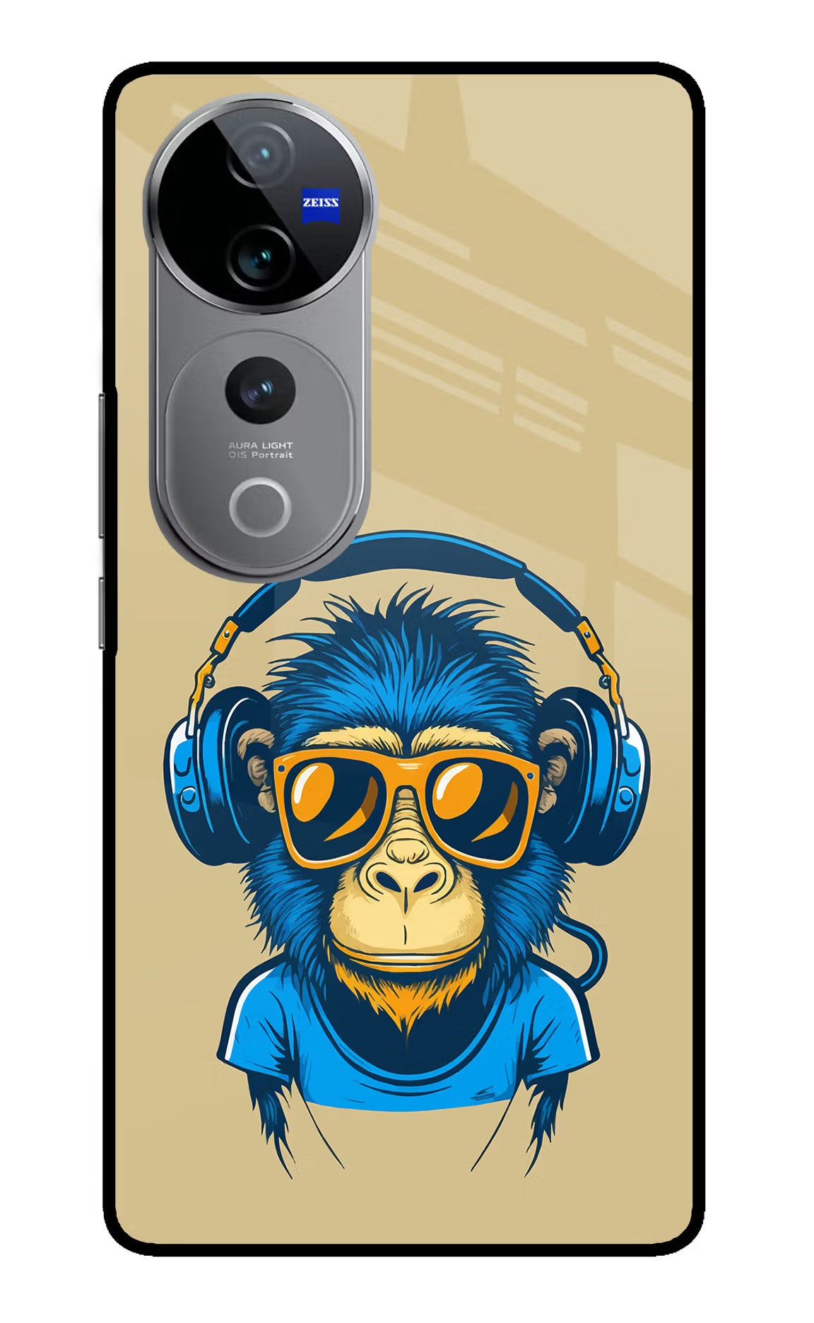 Monkey Headphone Vivo V40 Pro 5G Glass Case - Monkey Headphone Vivo V40 Pro 5G Glass Case Monkey Headphone Vivo V40 Pro 5G Glass Case