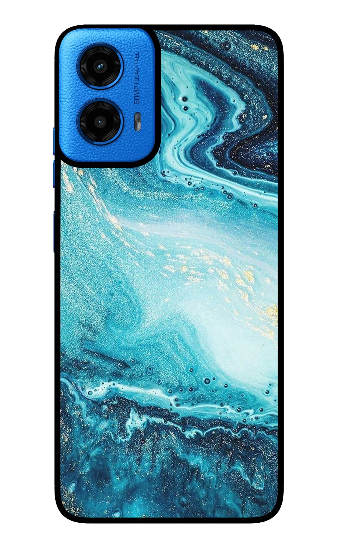 Blue Glitter Marble Moto G45 Glass Case - Blue Glitter Marble Moto G45 Glass Case Blue Glitter Marble Moto G45 Glass Case