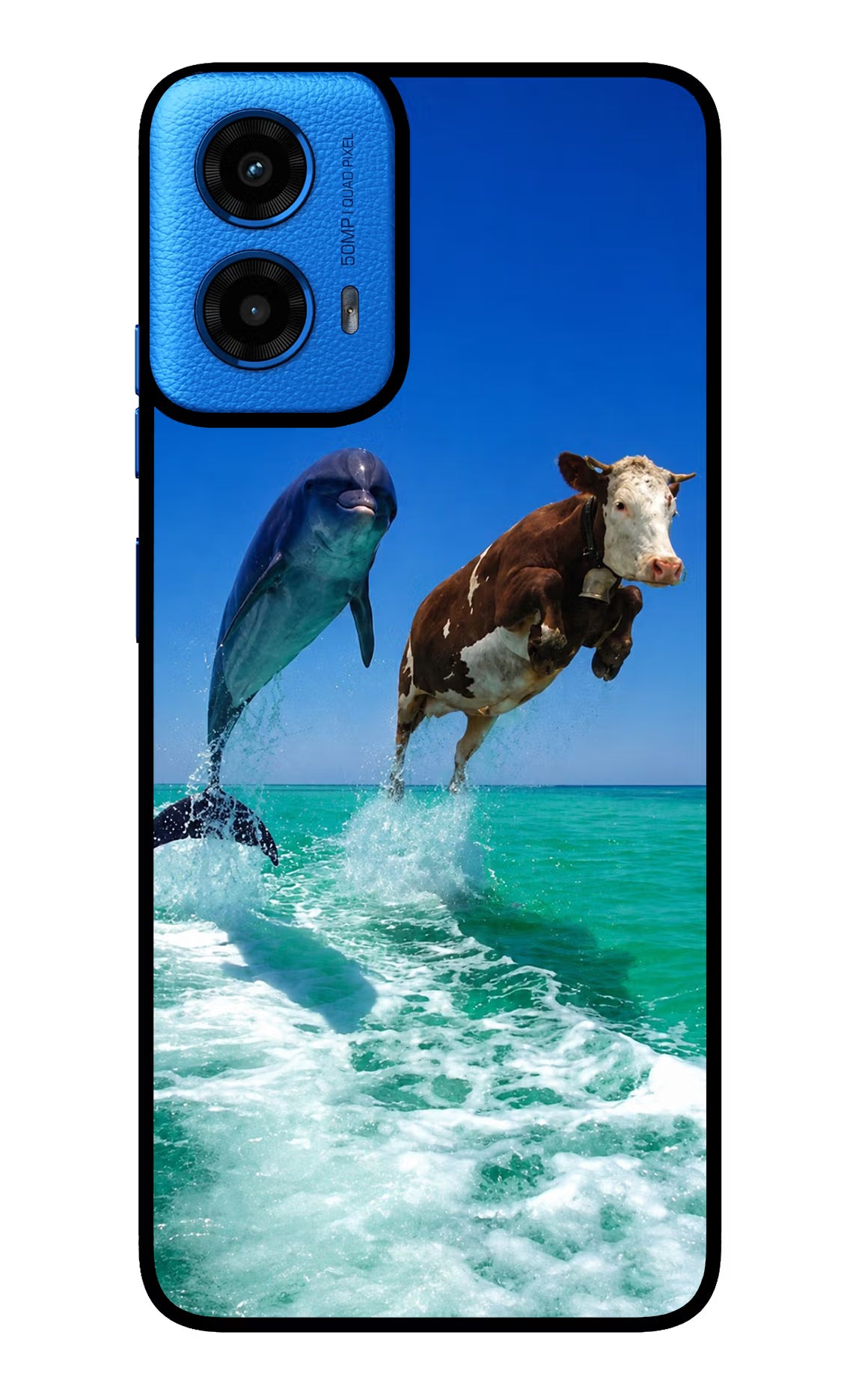 Dolphin vs Cow Moto G45 Glass Case - Dolphin vs Cow Moto G45 Glass Case Dolphin vs Cow Moto G45 Glass Case