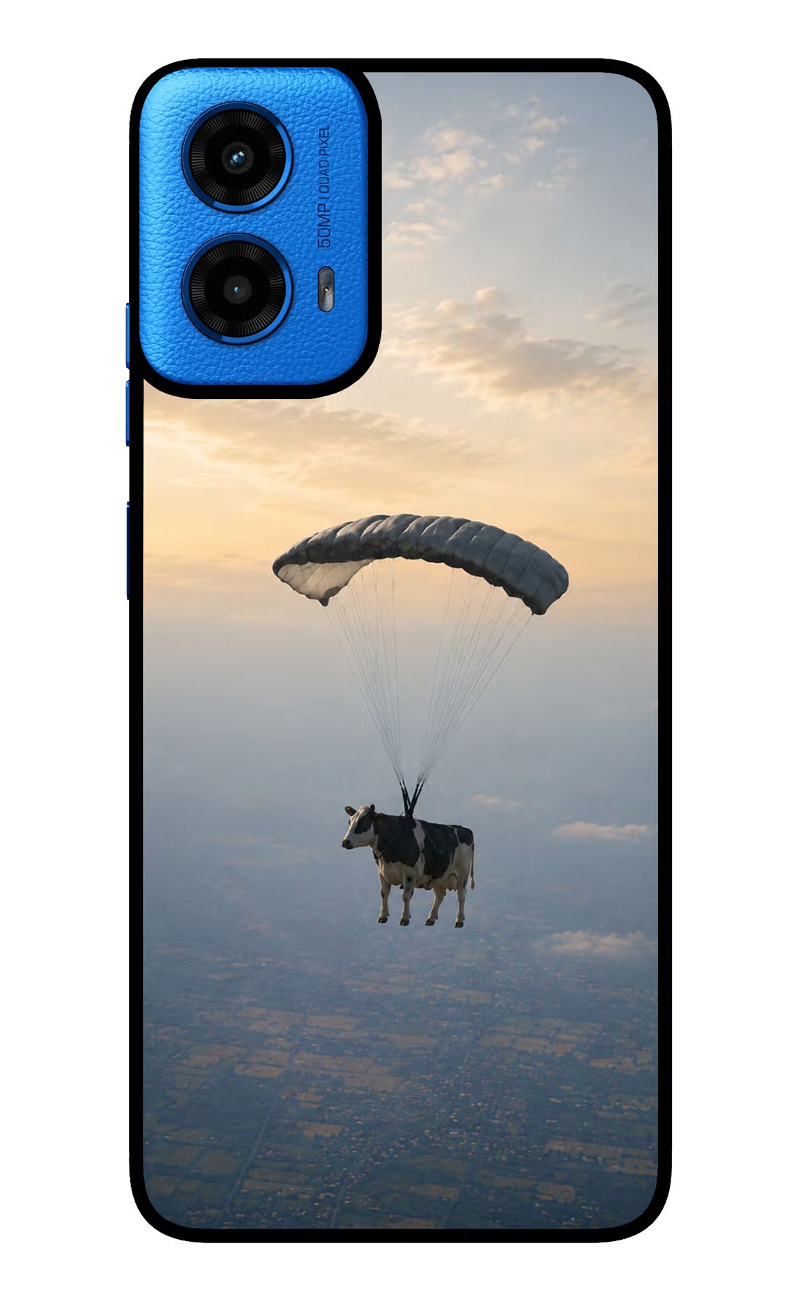 Skydiving Cow Moto G45 Glass Case - Skydiving Cow Moto G45 Glass Case Skydiving Cow Moto G45 Glass Case