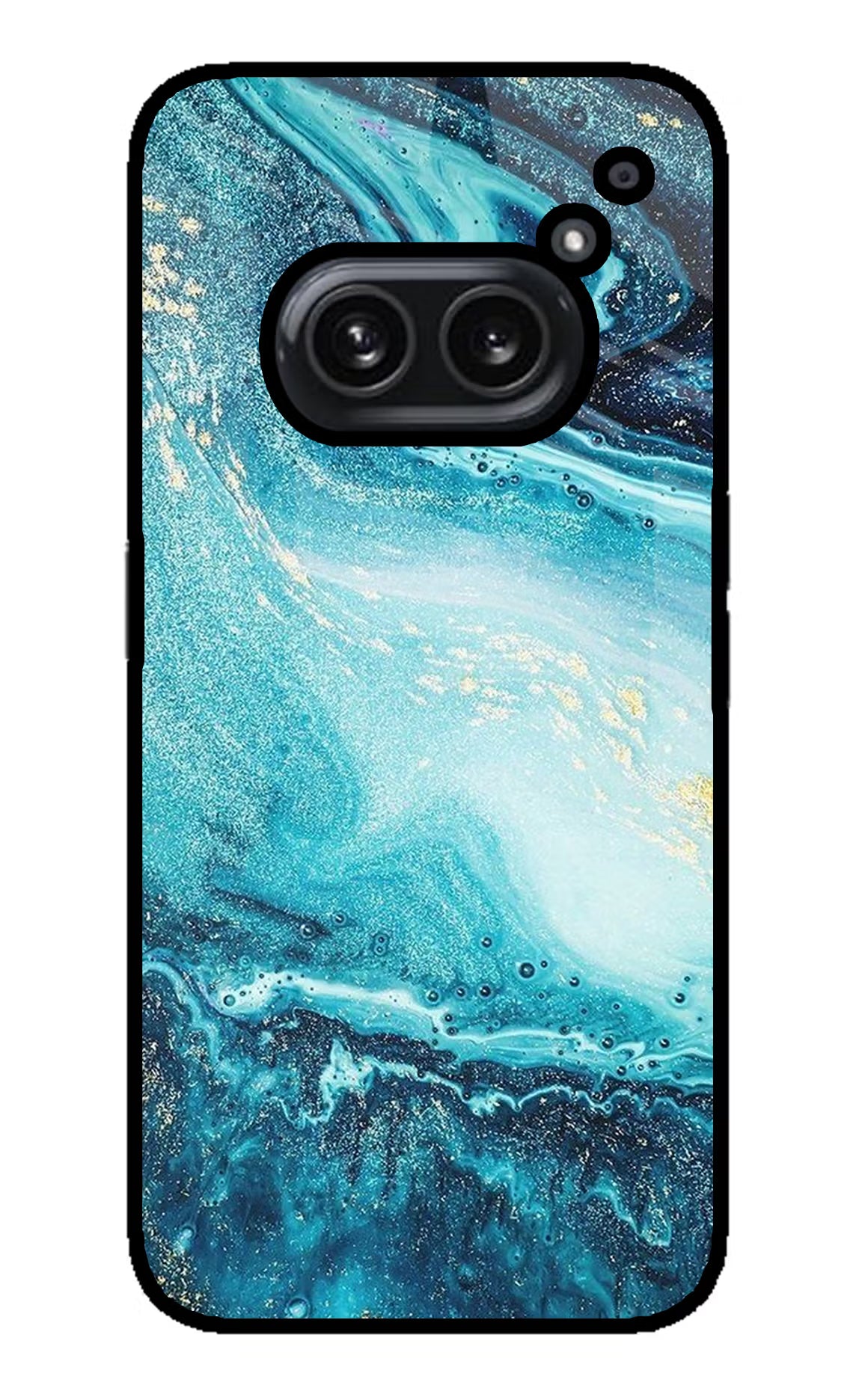 Blue Glitter Marble Nothing Phone 2A Plus Glass Case Back Cover by Casekaro