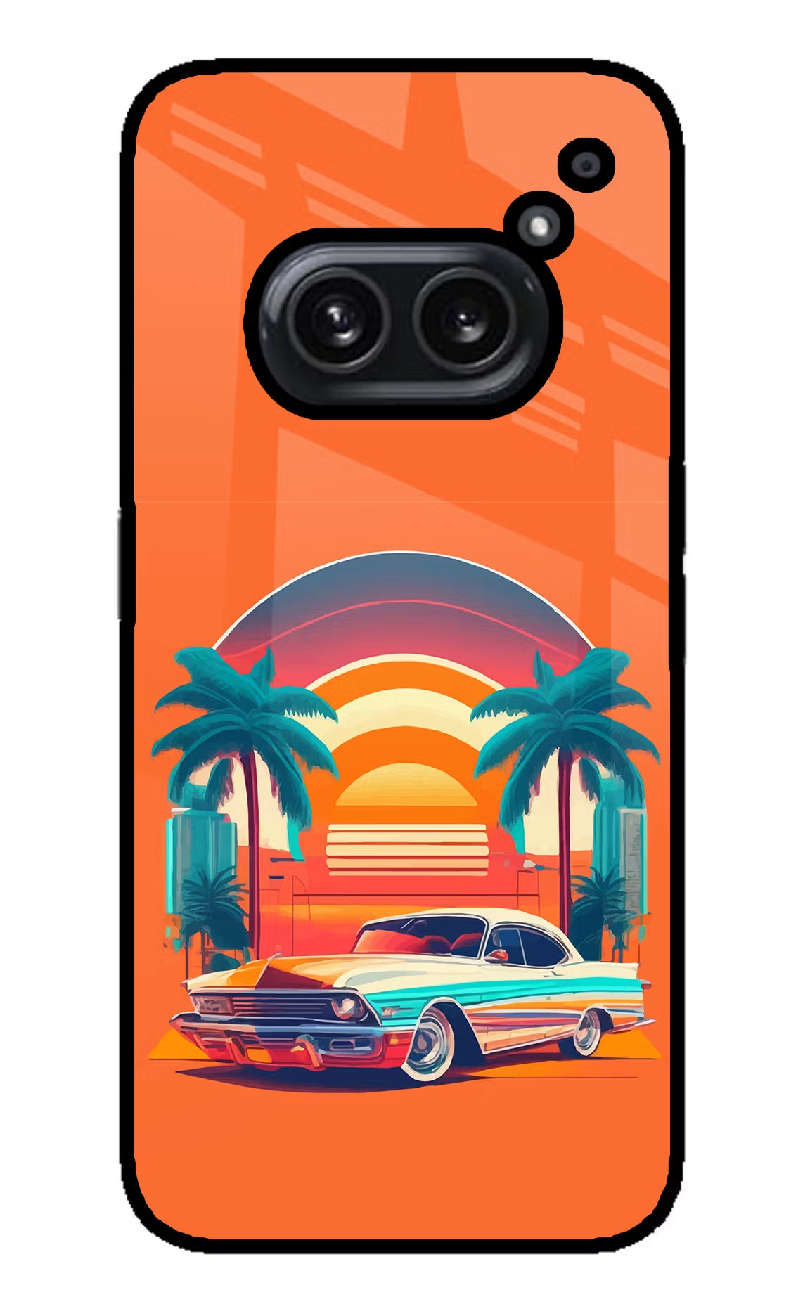 Palm Drive 80s Nothing Phone 2A Plus Glass Case Back Cover by Casekaro