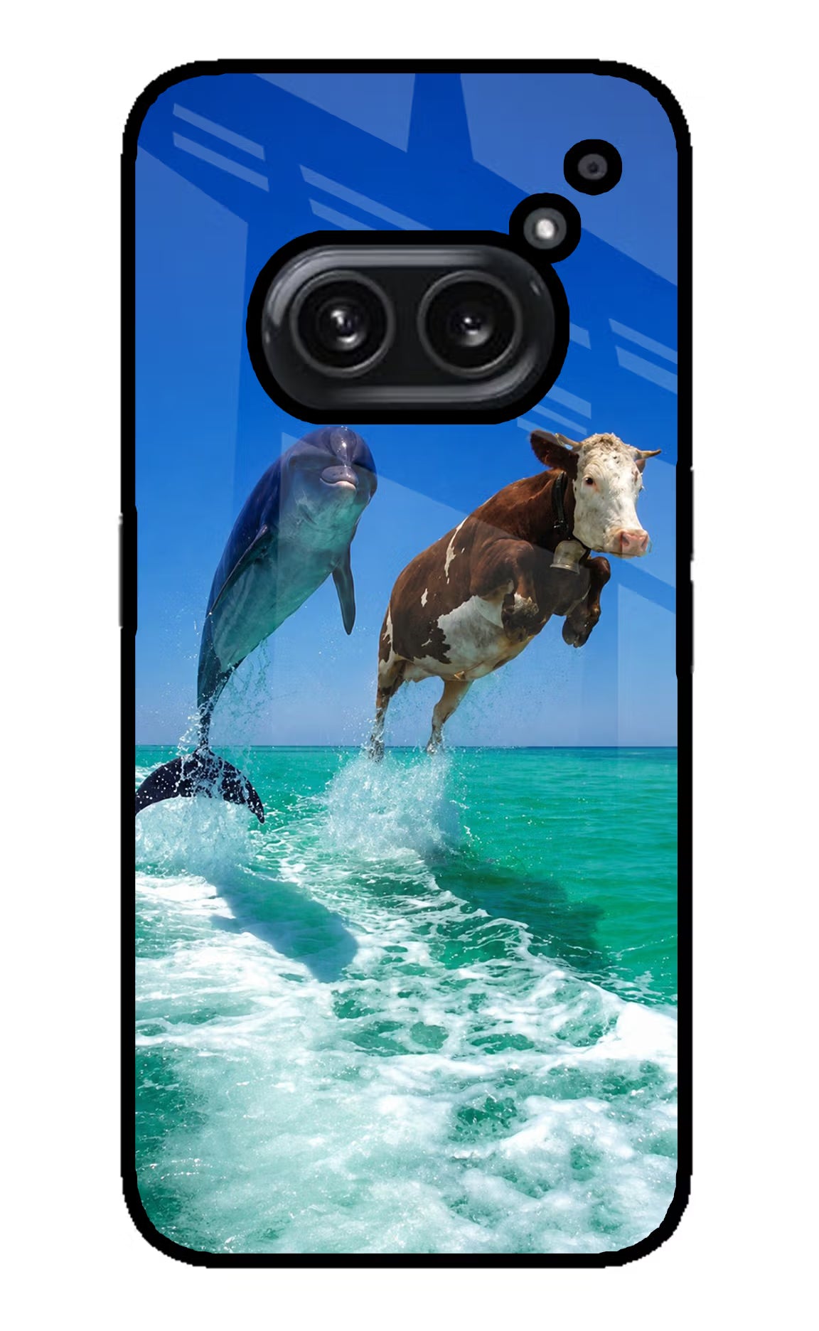 Dolphin vs Cow Nothing Phone 2A Plus Glass Case - Dolphin vs Cow Nothing Phone 2A Plus Glass Case Dolphin vs Cow Nothing Phone 2A Plus Glass Case