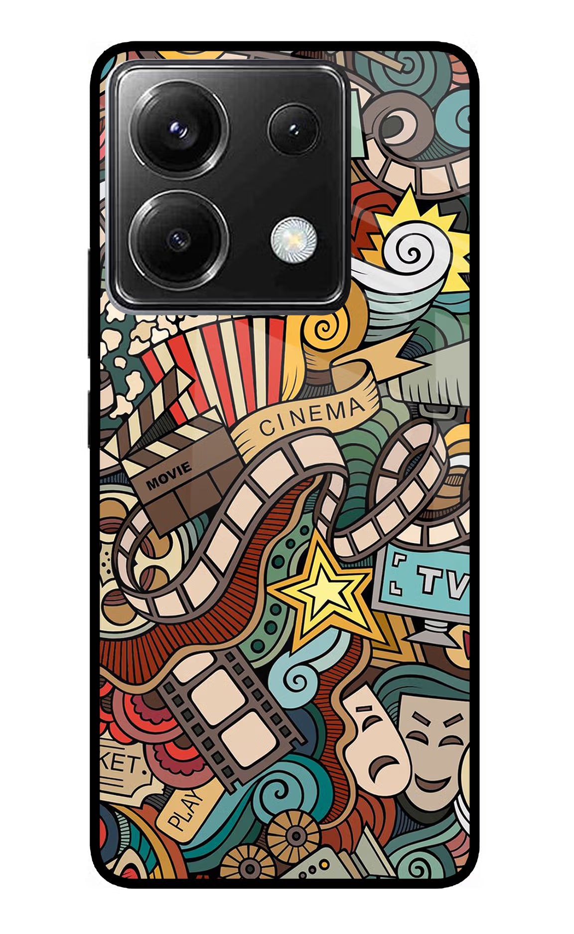 Cinema Abstract Poco X6 Back Cover - Cinema Abstract Poco X6 Glass Case Back Cover by Casekaro Cinema Abstract Poco X6 Glass Case Back Cover by Casekaro