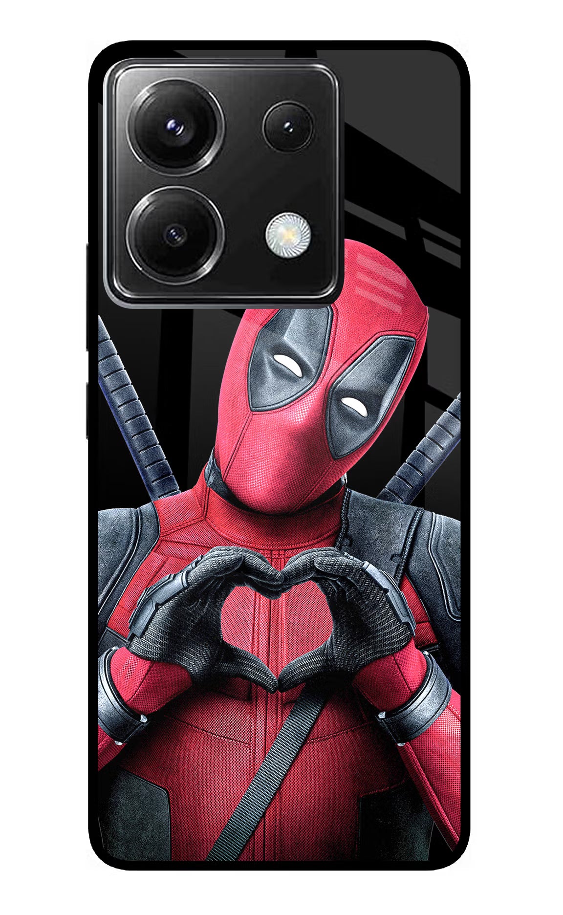 Deadpool Poco X6 Back Cover - Deadpool Poco X6 Glass Case Back Cover by Casekaro Deadpool Poco X6 Glass Case Back Cover by Casekaro