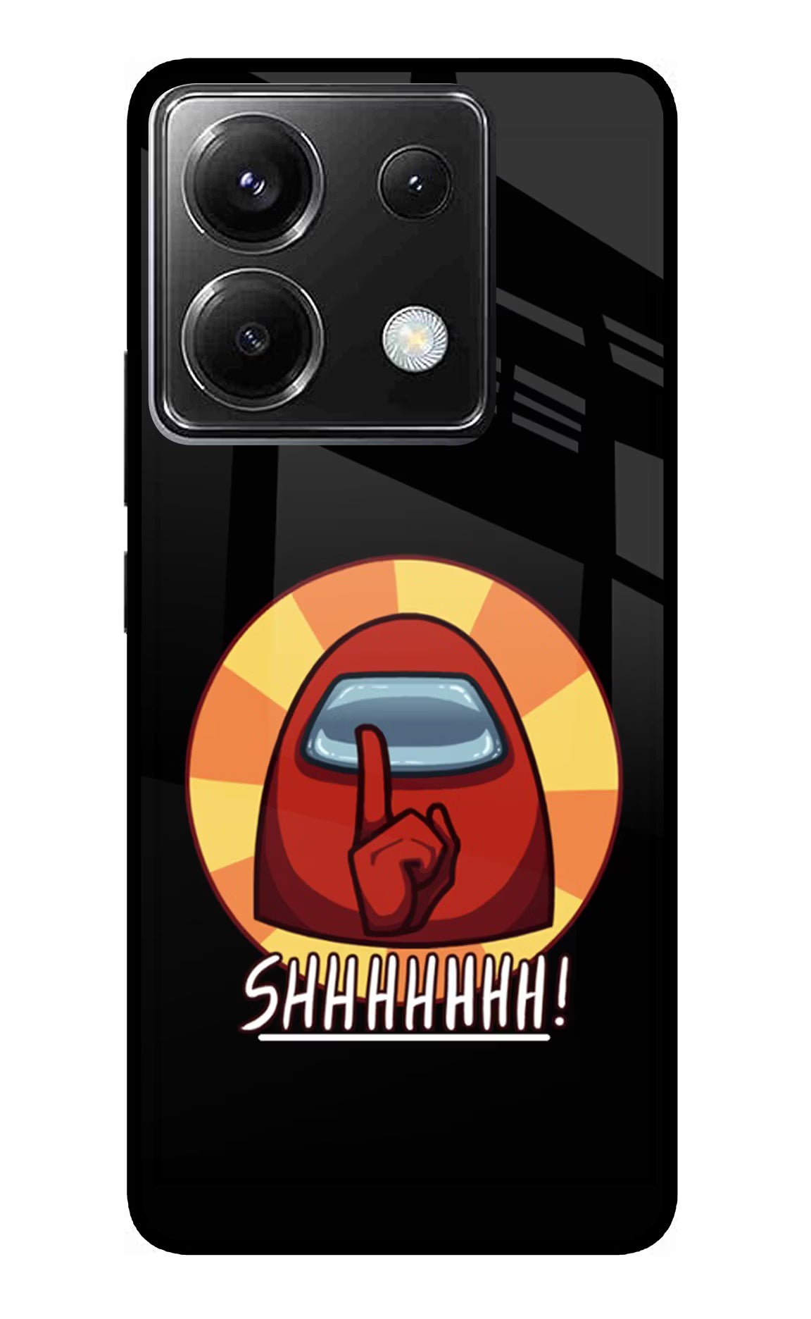 Among Us Shhh! Poco X6 Back Cover - Among Us Shhh! Poco X6 Glass Case Back Cover by Casekaro Among Us Shhh! Poco X6 Glass Case Back Cover by Casekaro