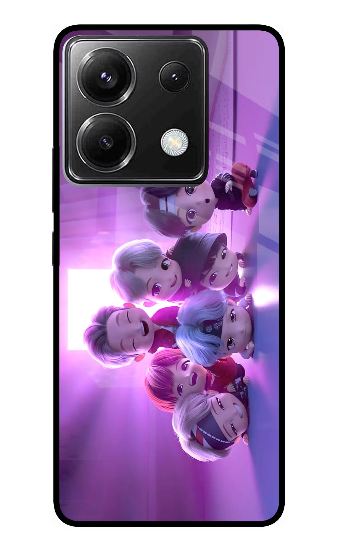 BTS Chibi Poco X6 Back Cover - BTS Chibi Poco X6 Glass Case Back Cover by Casekaro BTS Chibi Poco X6 Glass Case Back Cover by Casekaro
