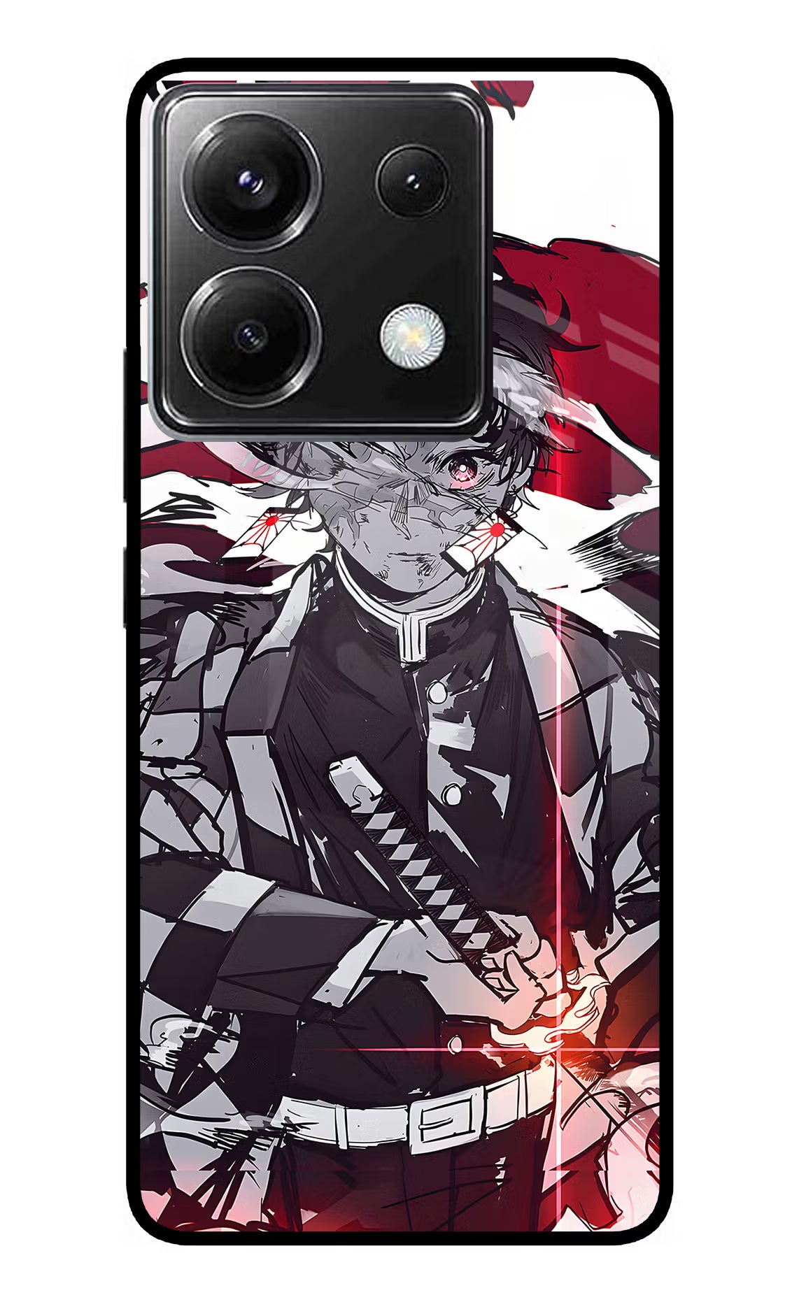 Demon Slayer Poco X6 Back Cover - Demon Slayer Poco X6 Glass Case Back Cover by Casekaro Demon Slayer Poco X6 Glass Case Back Cover by Casekaro