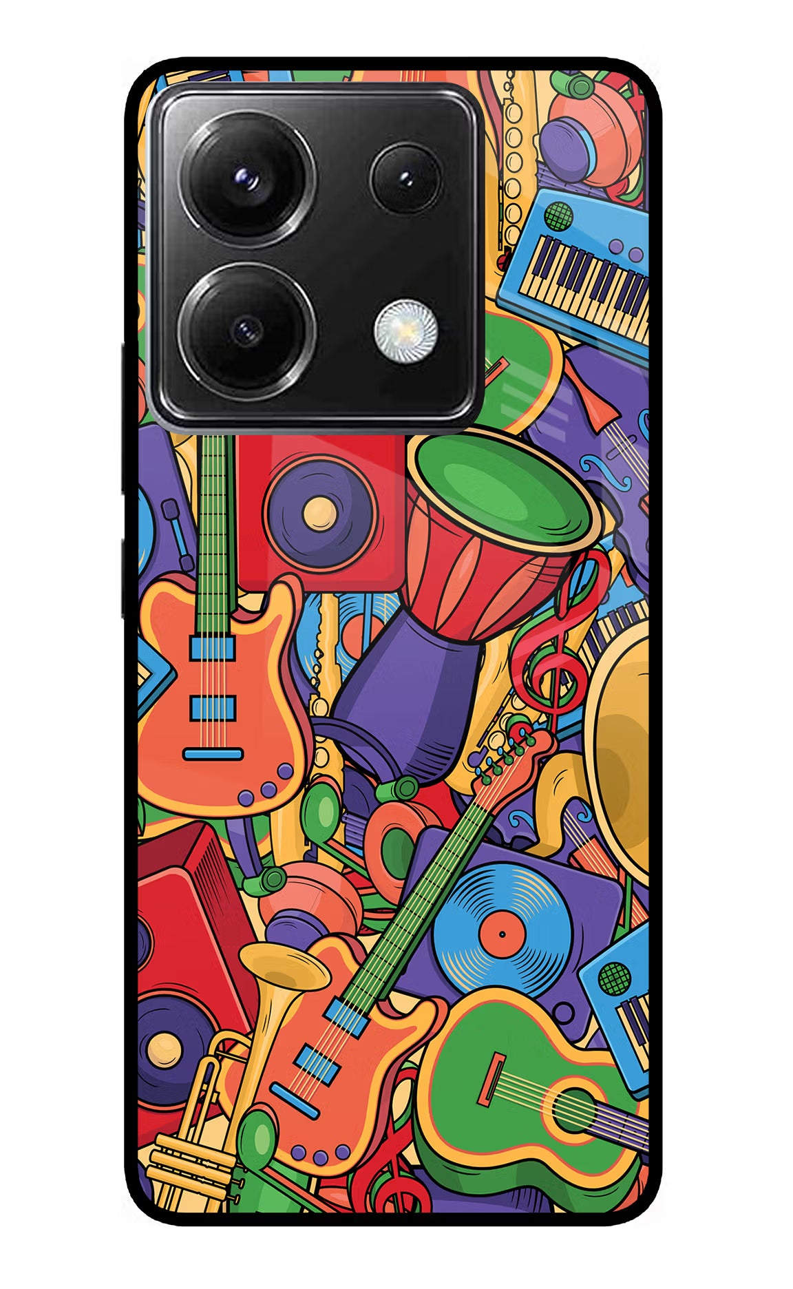 Music Instrument Doodle Poco X6 Glass Case - Music Instrument Doodle Poco X6 Glass Case Music Instrument Doodle Poco X6 Glass Case
