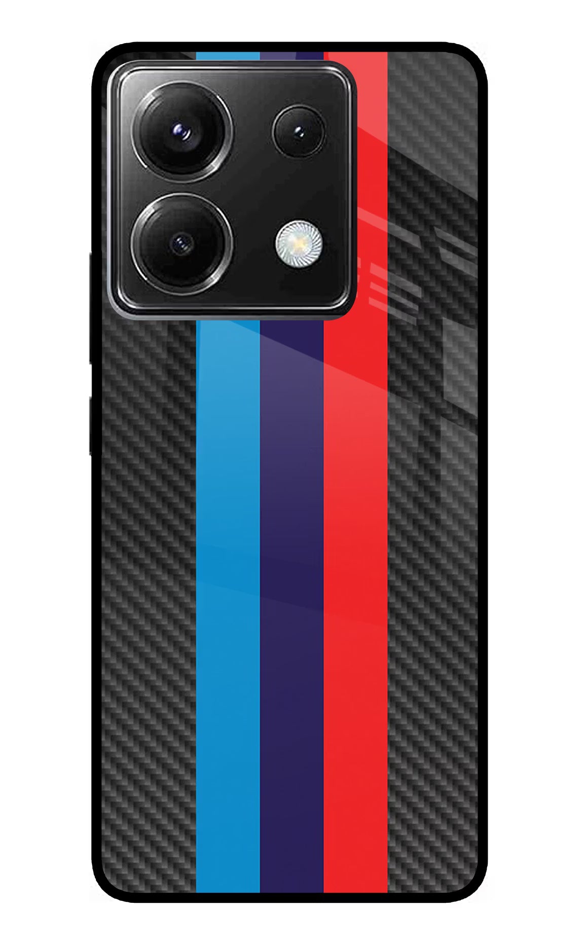 BMW Stripes Pattern Poco X6 Back Cover - BMW Stripes Pattern Poco X6 Glass Case Back Cover by Casekaro BMW Stripes Pattern Poco X6 Glass Case Back Cover by Casekaro