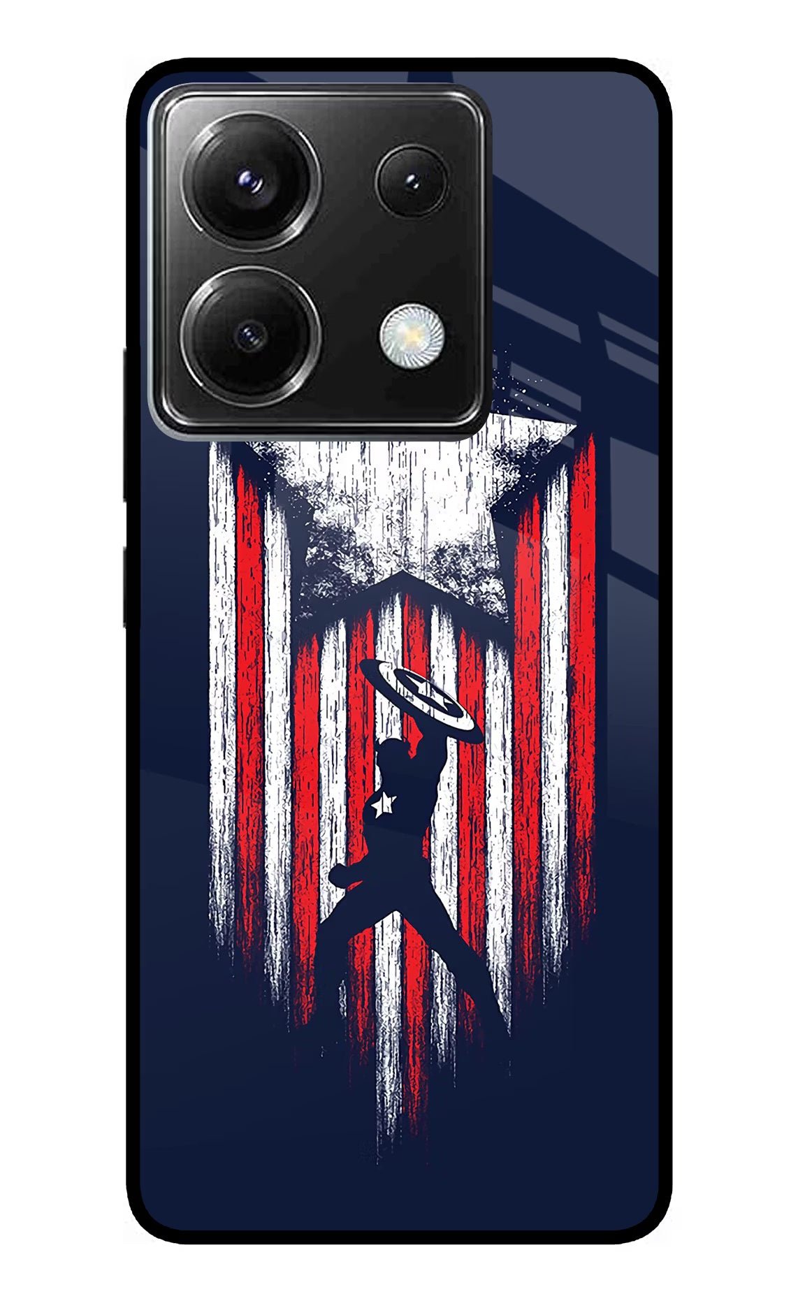 Captain America Marvel Art Poco X6 Back Cover - Captain America Marvel Art Poco X6 Glass Case Back Cover by Casekaro Captain America Marvel Art Poco X6 Glass Case Back Cover by Casekaro