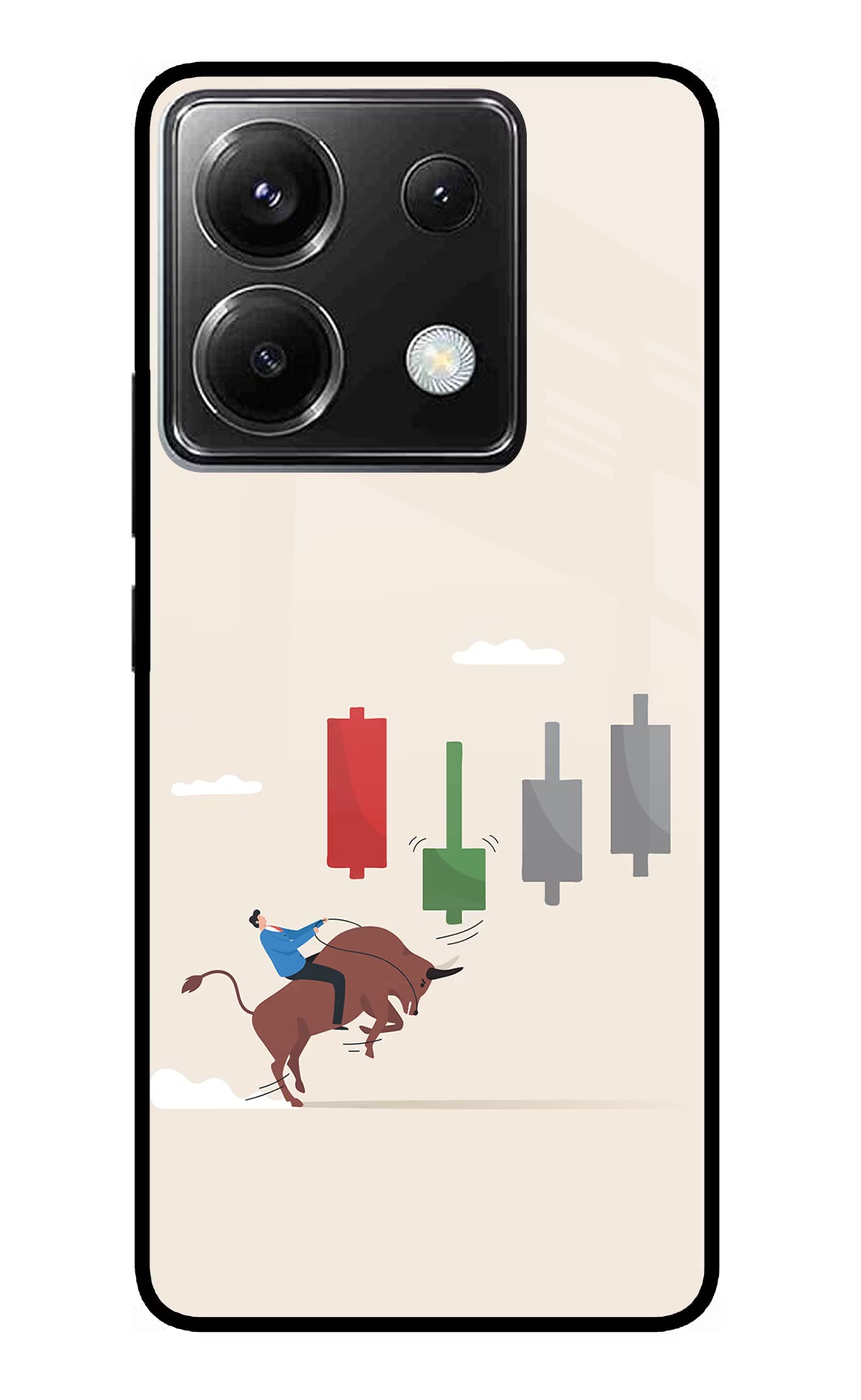 Bull Trading Momentum Poco X6 Back Cover - Bull Trading Momentum Poco X6 Glass Case Back Cover by Casekaro Bull Trading Momentum Poco X6 Glass Case Back Cover by Casekaro