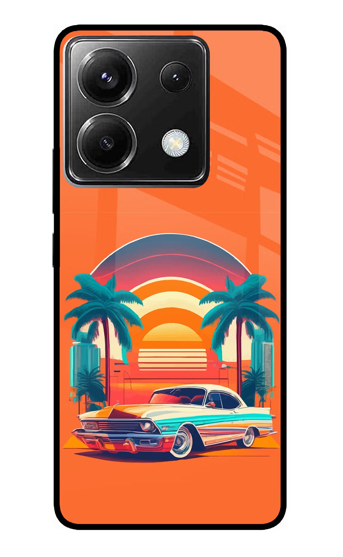 Palm Drive 80s Poco X6 Glass Case - Palm Drive 80s Poco X6 Glass Case Palm Drive 80s Poco X6 Glass Case