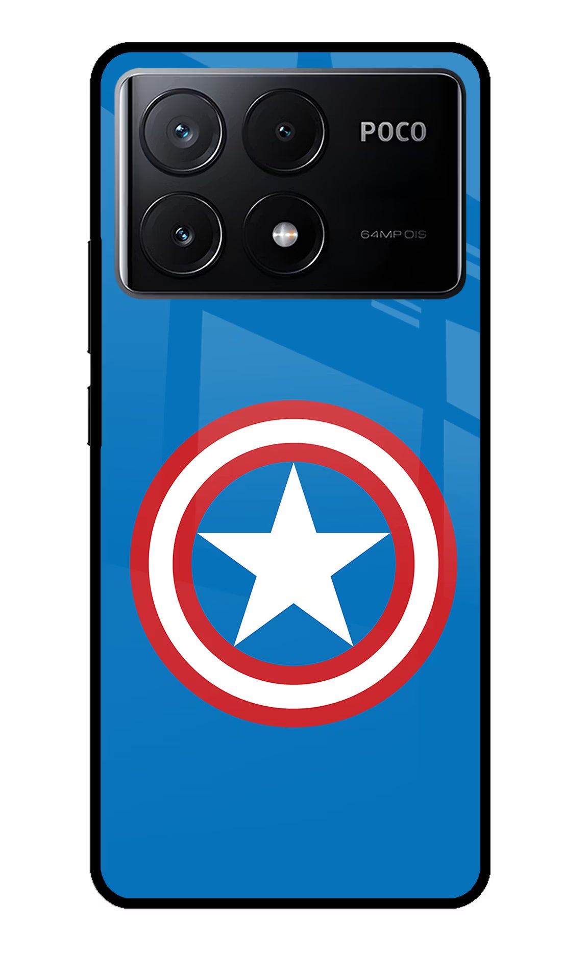 Captain America Logo Poco X6 Pro Glass Case - Captain America Logo Poco X6 Pro Glass Case Captain America Logo Poco X6 Pro Glass Case