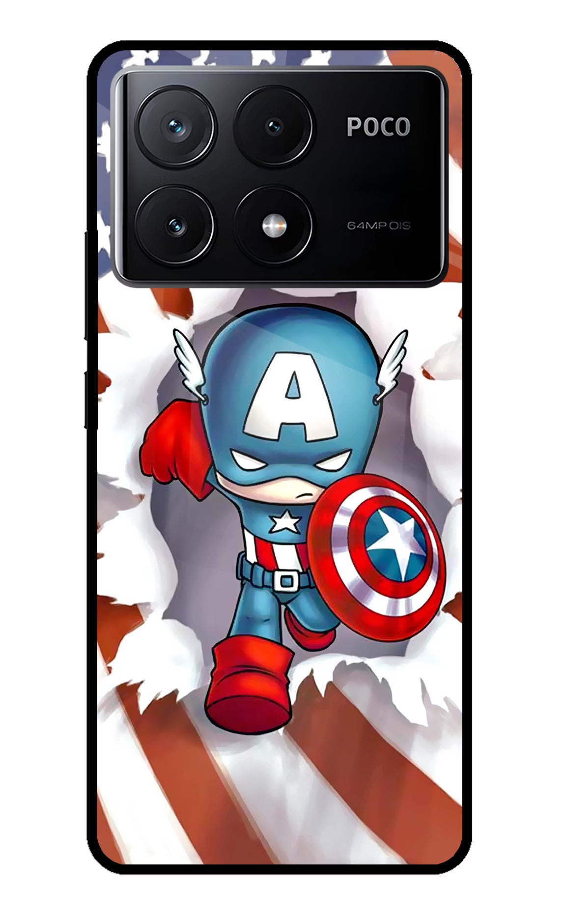 Captain America Poco X6 Pro Glass Case - Captain America Poco X6 Pro Glass Case Captain America Poco X6 Pro Glass Case