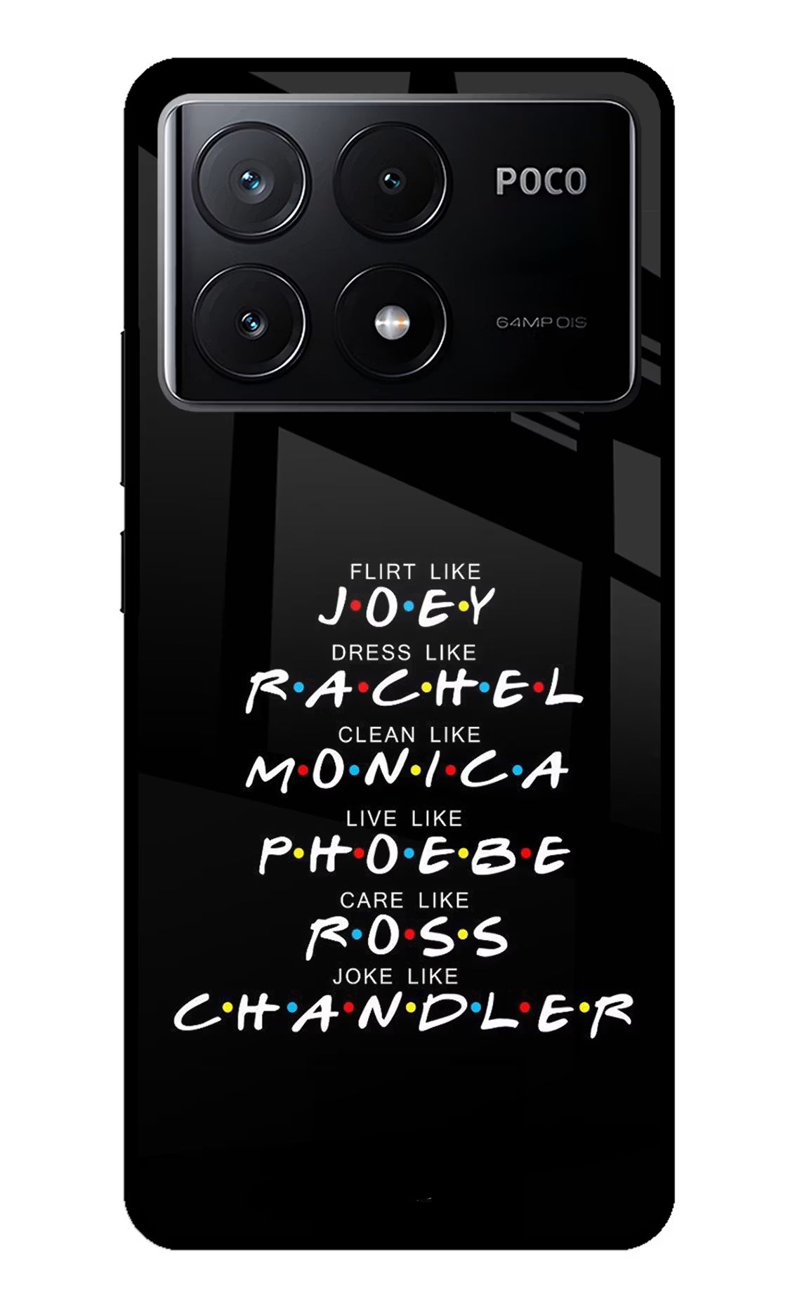 FRIENDS Character Poco X6 Pro Glass Case - FRIENDS Character Poco X6 Pro Glass Case FRIENDS Character Poco X6 Pro Glass Case