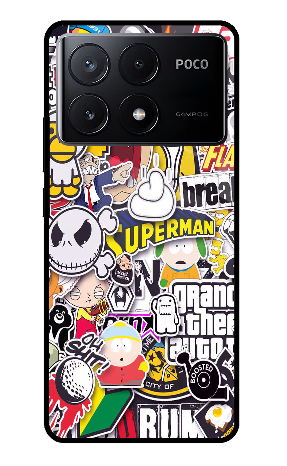 Sticker Bomb Poco X6 Pro Glass Case - Sticker Bomb Poco X6 Pro Glass Case Sticker Bomb Poco X6 Pro Glass Case