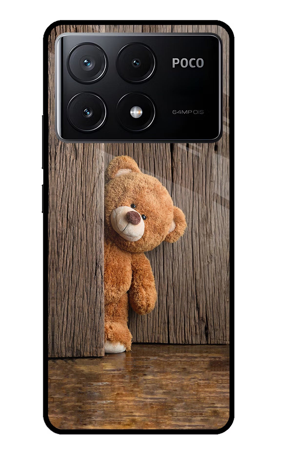 Teddy Wooden Poco X6 Pro Glass Case - Teddy Wooden Poco X6 Pro Glass Case Teddy Wooden Poco X6 Pro Glass Case