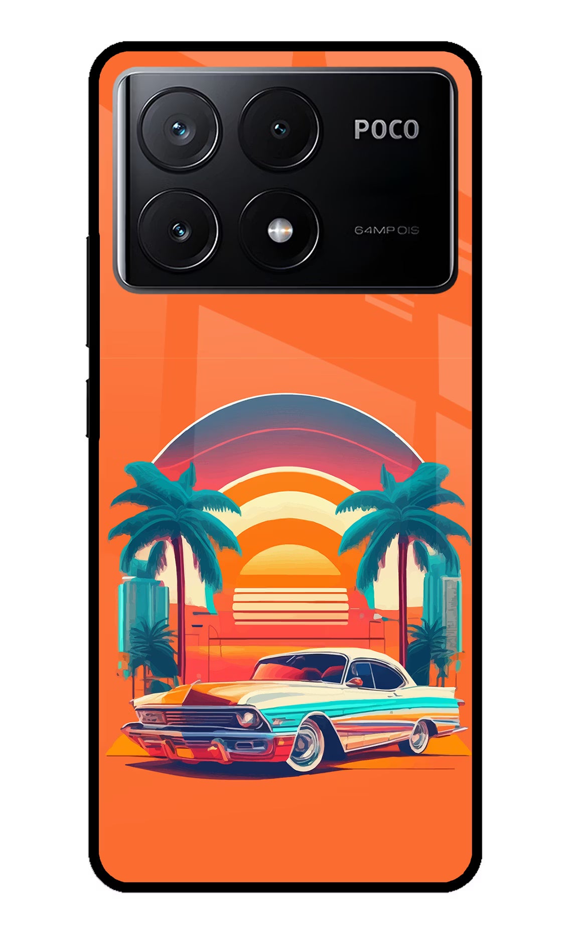 Palm Drive 80s Poco X6 Pro Glass Case - Palm Drive 80s Poco X6 Pro Glass Case Palm Drive 80s Poco X6 Pro Glass Case