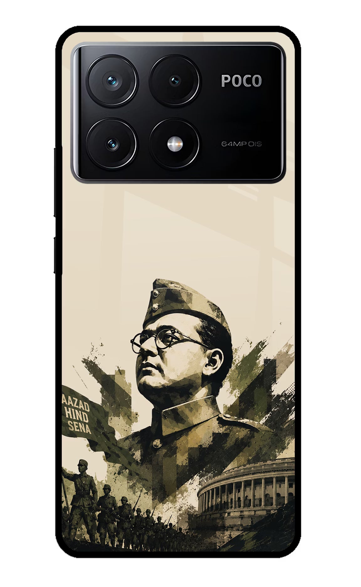 Netaji Rising Poco X6 Pro Glass Case - Netaji Rising Poco X6 Pro Glass Case Netaji Rising Poco X6 Pro Glass Case