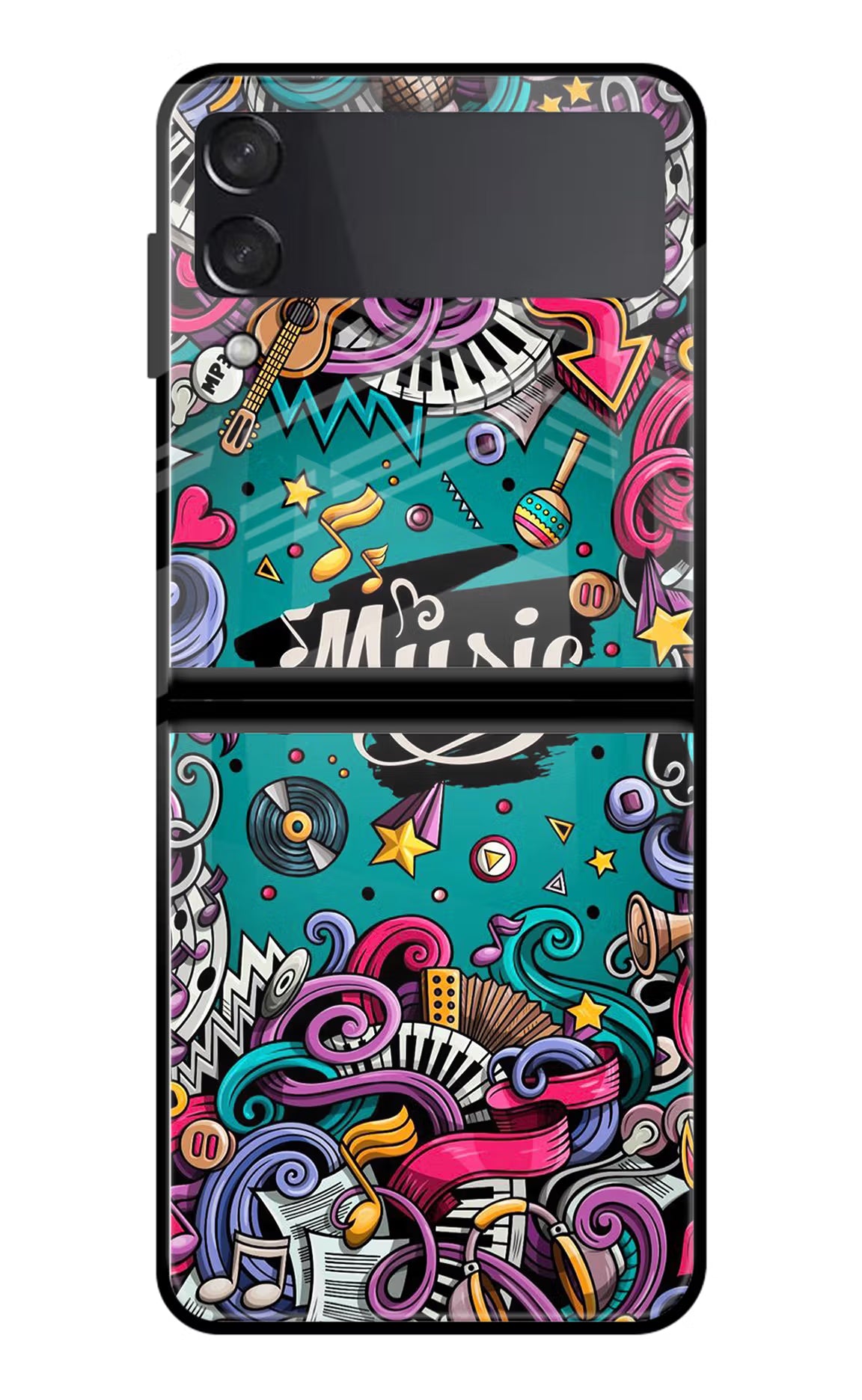 Music Graffiti Samsung Galaxy Z Flip3 Glass Case - Music Graffiti Samsung Galaxy Z Flip3 Glass Case Music Graffiti Samsung Galaxy Z Flip3 Glass Case
