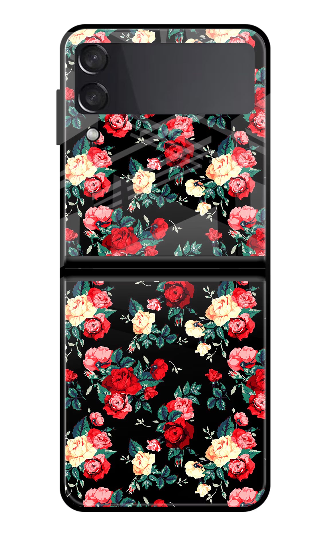 Rose Pattern Samsung Galaxy Z Flip3 Glass Case - Rose Pattern Samsung Galaxy Z Flip3 Glass Case Rose Pattern Samsung Galaxy Z Flip3 Glass Case