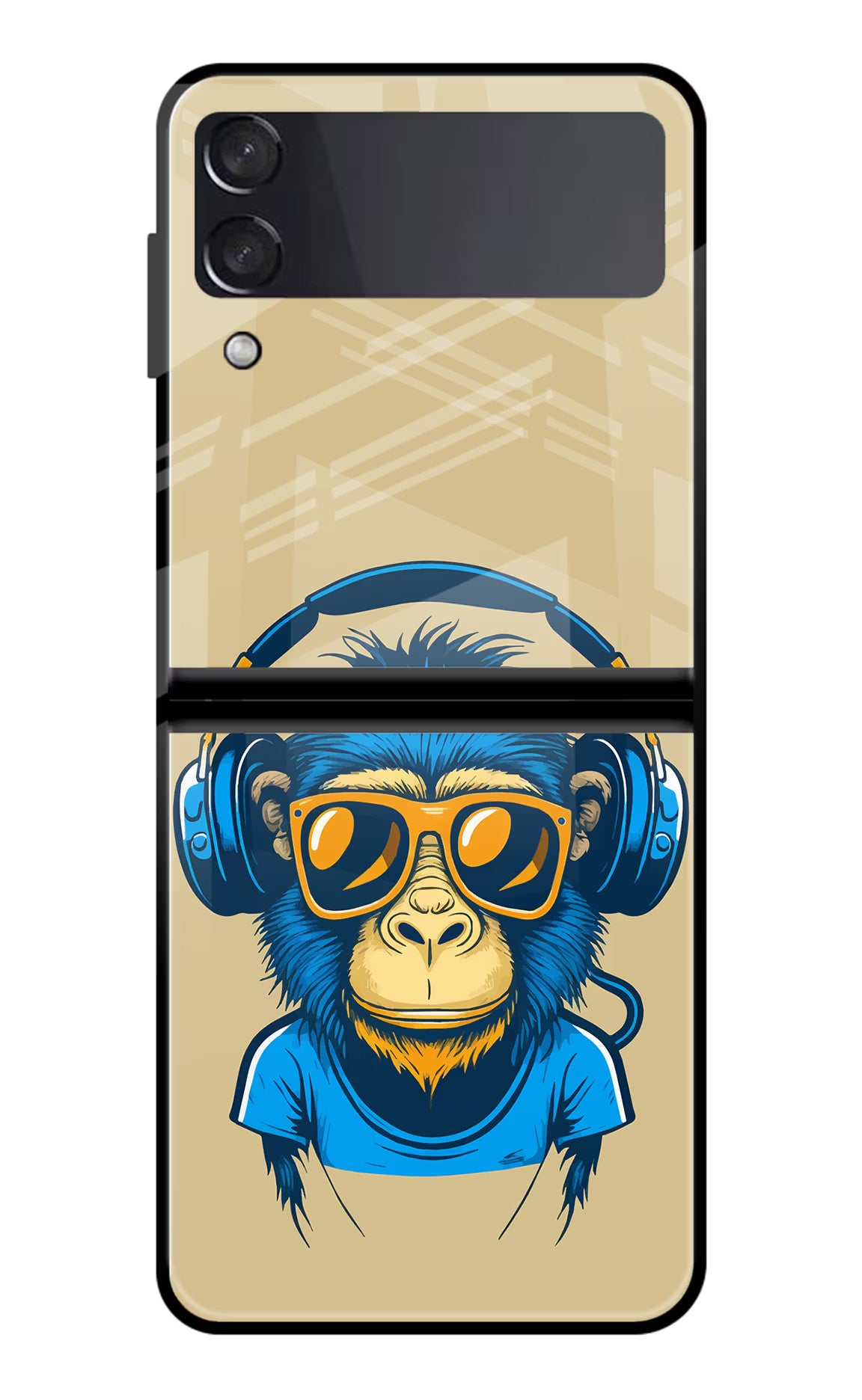 Monkey Headphone Samsung Galaxy Z Flip3 Glass Case - Monkey Headphone Samsung Galaxy Z Flip3 Glass Case Monkey Headphone Samsung Galaxy Z Flip3 Glass Case