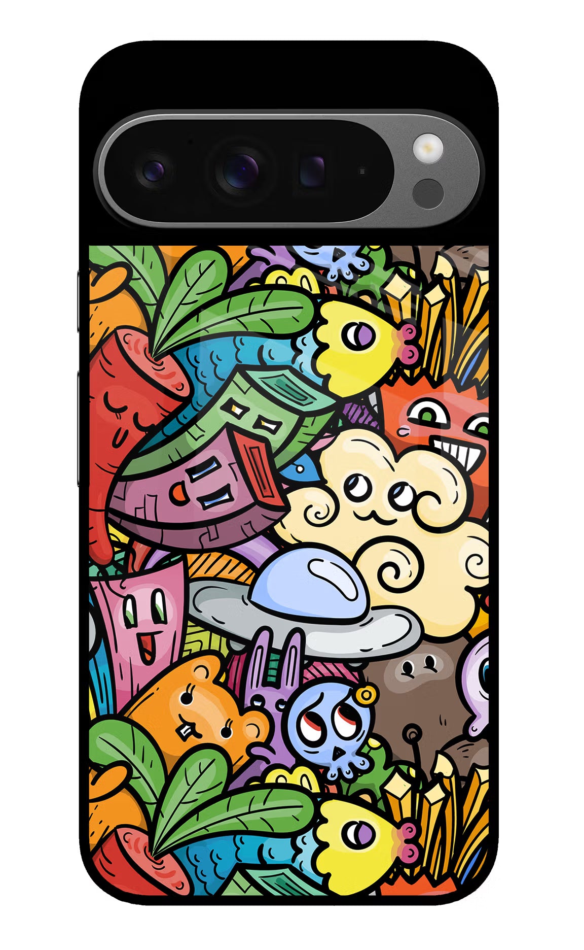 Veggie Doodle Google Pixel 9 Pro XL Glass Case - Veggie Doodle Google Pixel 9 Pro XL Glass Case Veggie Doodle Google Pixel 9 Pro XL Glass Case