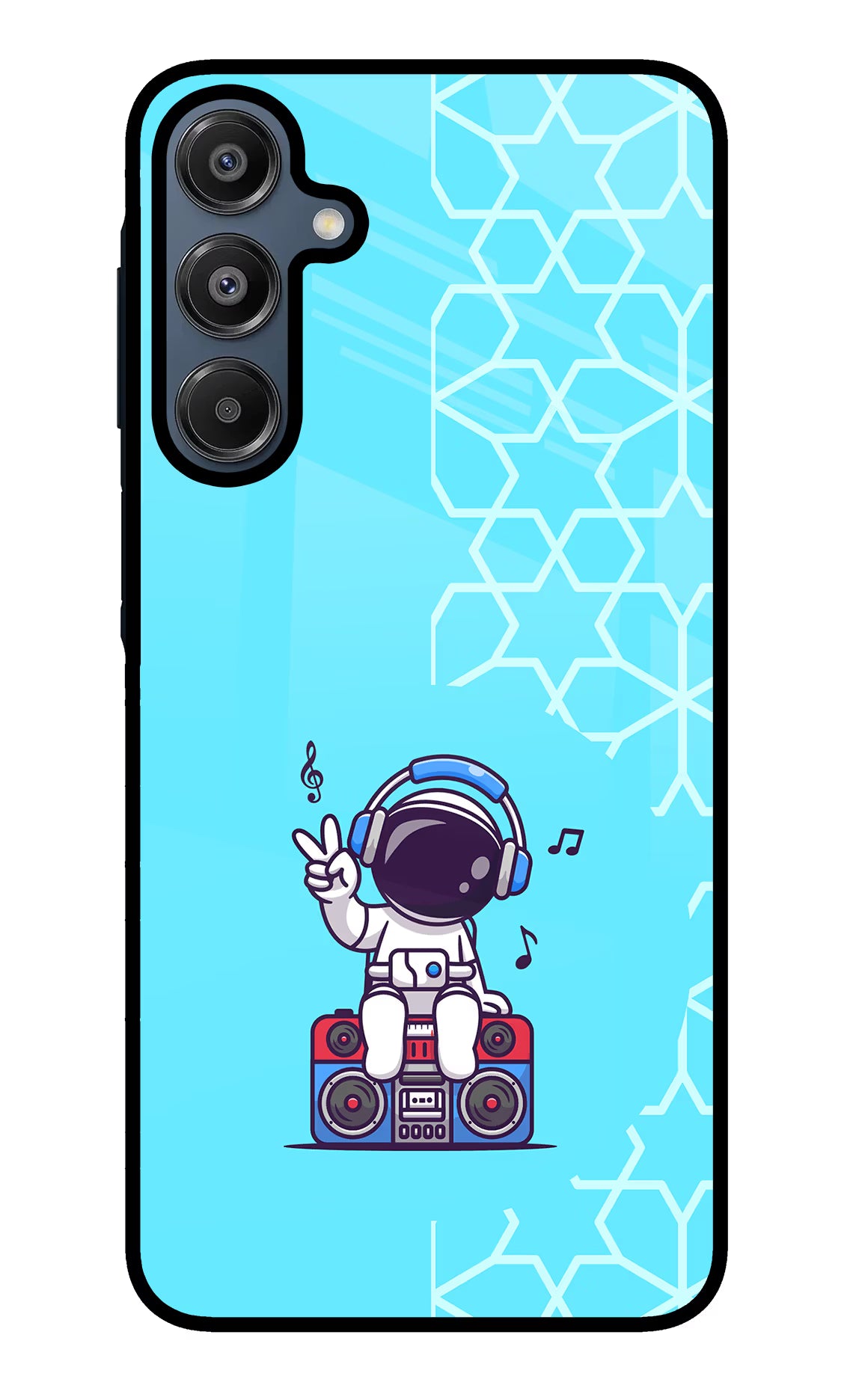 Cute Astronaut Chilling Samsung A16 5G Glass Case Back Cover by Casekaro