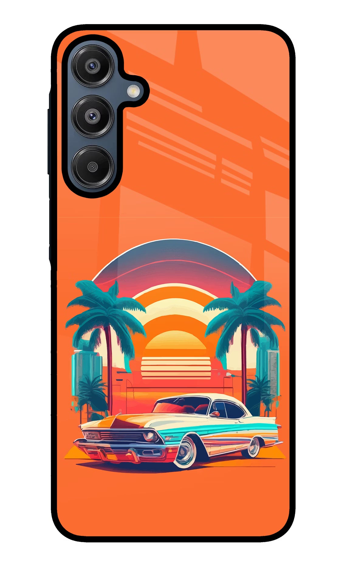 Palm Drive 80s Samsung A16 5G Glass Case Back Cover by Casekaro