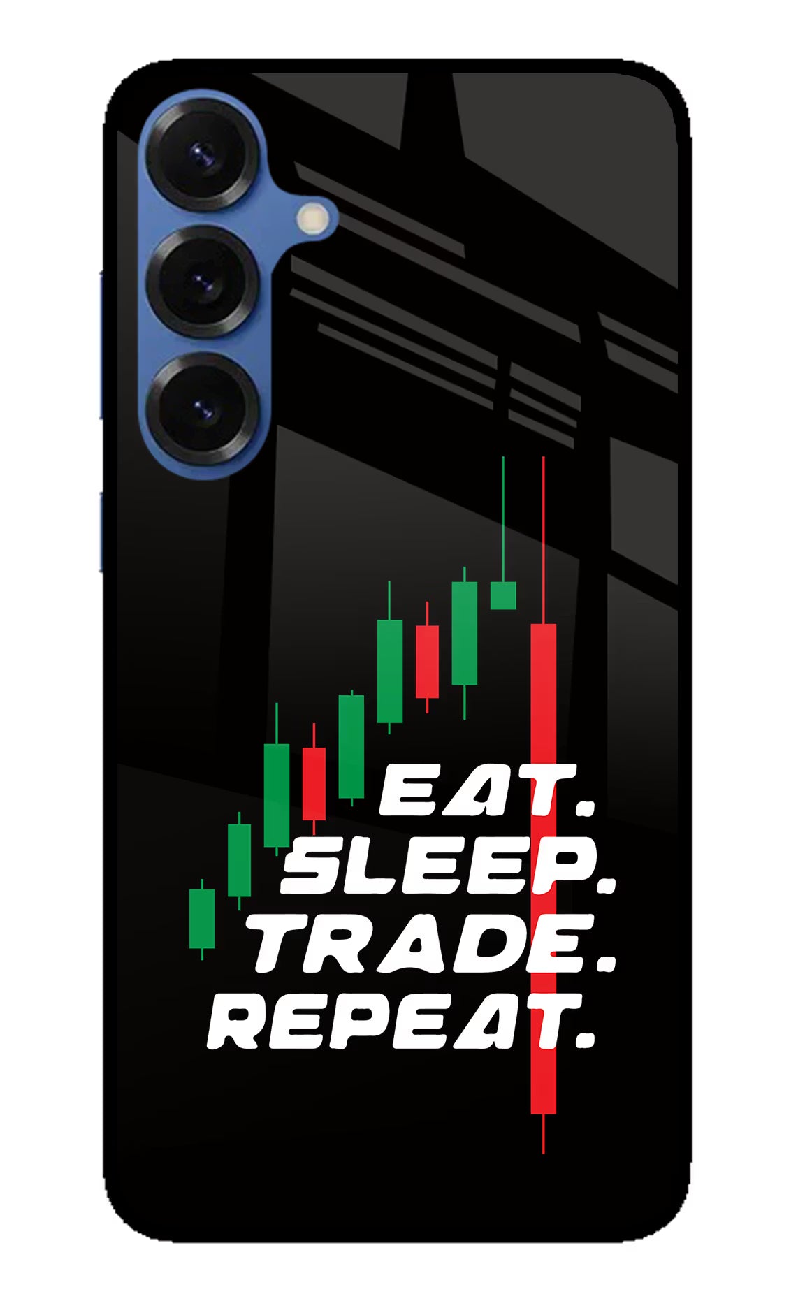 Eat Sleep Trade Repeat Samsung S25 Back Cover - Eat Sleep Trade Repeat Samsung S25 Glass Case Back Cover by Casekaro Eat Sleep Trade Repeat Samsung S25 Glass Case Back Cover by Casekaro
