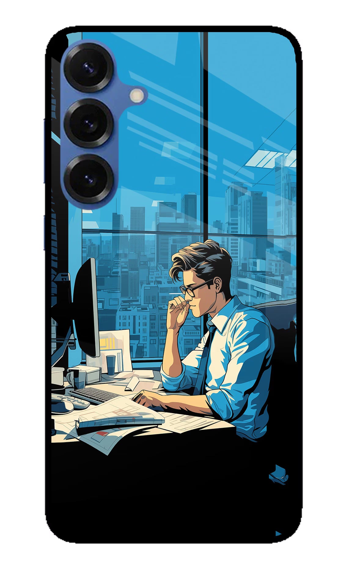 Focused Hustler (AI Generated) Samsung S25 Back Cover - Focused Hustler (AI Generated) Samsung S25 Glass Case Back Cover by Casekaro Focused Hustler (AI Generated) Samsung S25 Glass Case Back Cover by Casekaro