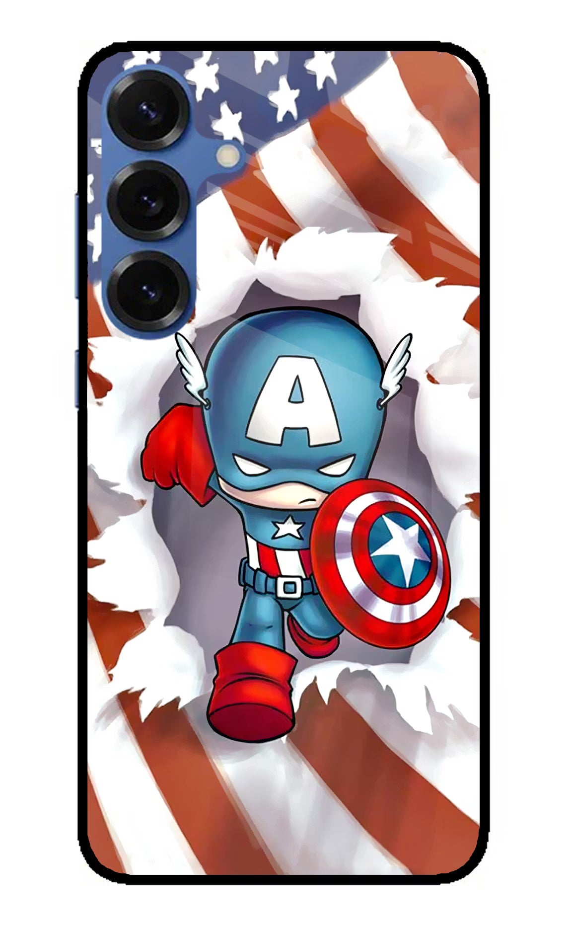 Captain America Samsung S25 Plus Back Cover - Captain America Samsung S25 Plus Glass Case Back Cover by Casekaro Captain America Samsung S25 Plus Glass Case Back Cover by Casekaro