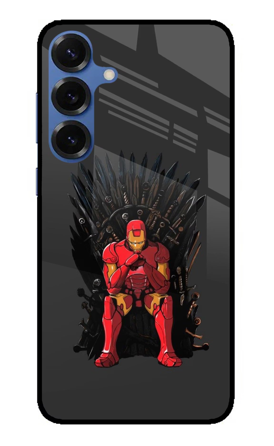 Ironman Throne Samsung S25 Plus Back Cover - Ironman Throne Samsung S25 Plus Glass Case Back Cover by Casekaro Ironman Throne Samsung S25 Plus Glass Case Back Cover by Casekaro