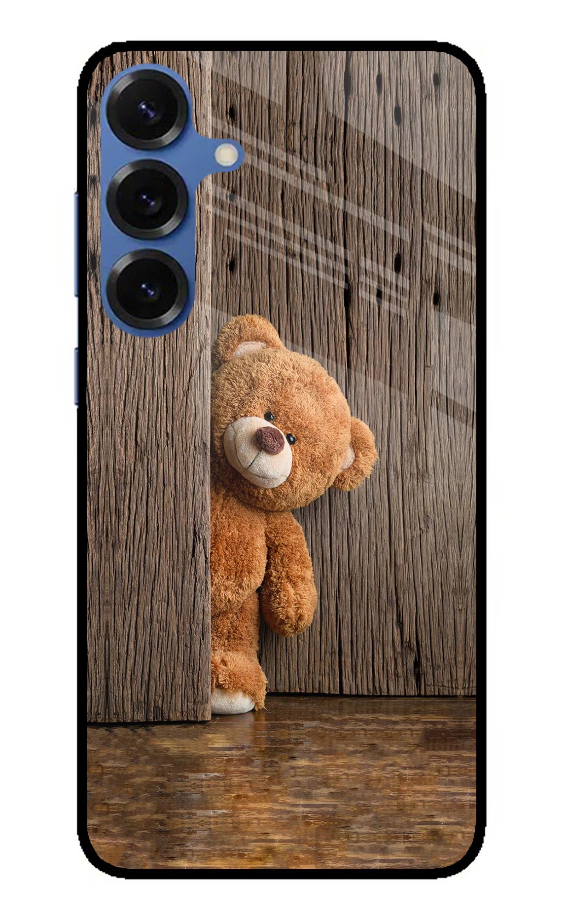 Teddy Wooden Samsung S25 Plus Back Cover - Teddy Wooden Samsung S25 Plus Glass Case Back Cover by Casekaro Teddy Wooden Samsung S25 Plus Glass Case Back Cover by Casekaro