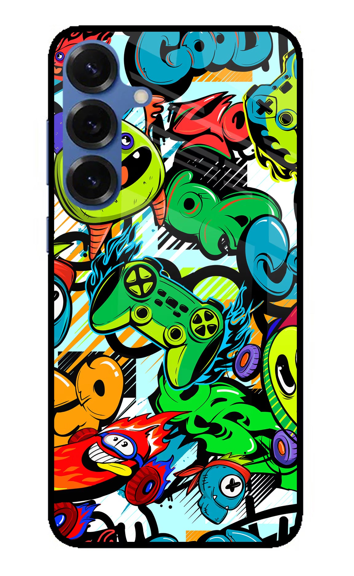 Game Doodle Samsung S25 Plus Back Cover - Game Doodle Samsung S25 Plus Glass Case Back Cover by Casekaro Game Doodle Samsung S25 Plus Glass Case Back Cover by Casekaro