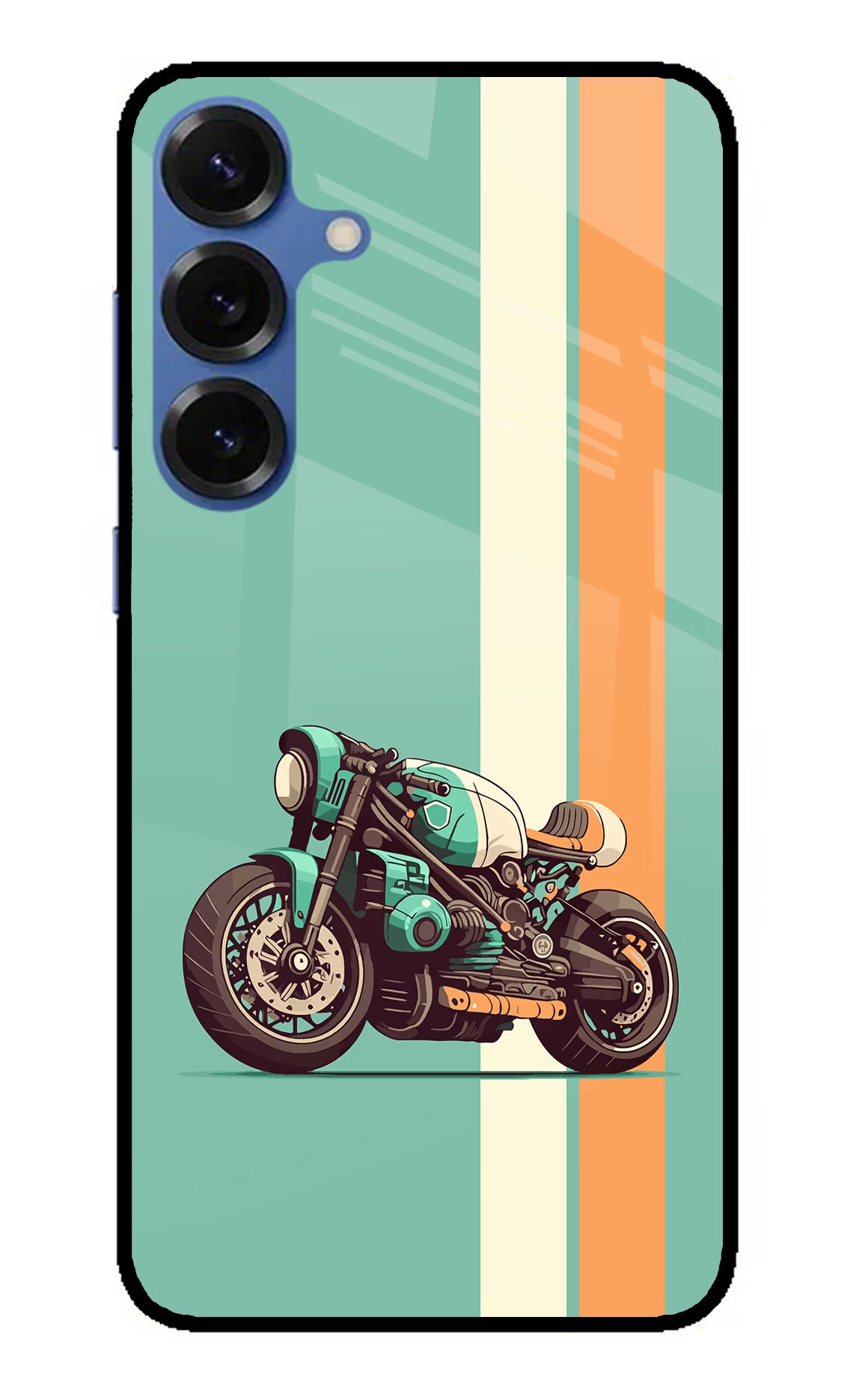Striped Moto Drift Samsung S25 Plus Back Cover - Striped Moto Drift Samsung S25 Plus Glass Case Back Cover by Casekaro Striped Moto Drift Samsung S25 Plus Glass Case Back Cover by Casekaro