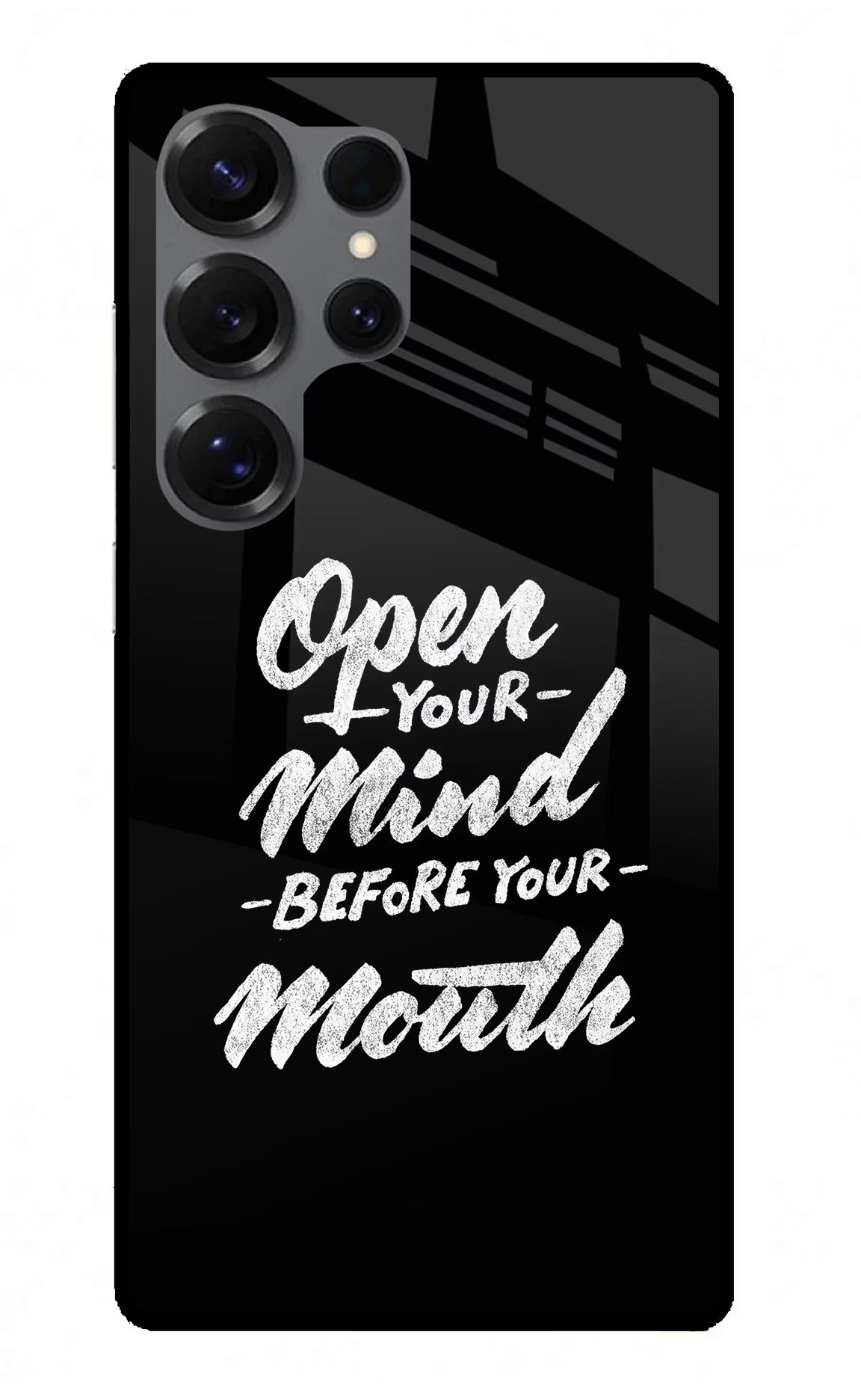 Open Your Mind Before Your Mouth Samsung S25 Ultra Back Cover - Open Your Mind Before Your Mouth Samsung S25 Ultra Glass Case Back Cover by Casekaro Open Your Mind Before Your Mouth Samsung S25 Ultra Glass Case Back Cover by Casekaro