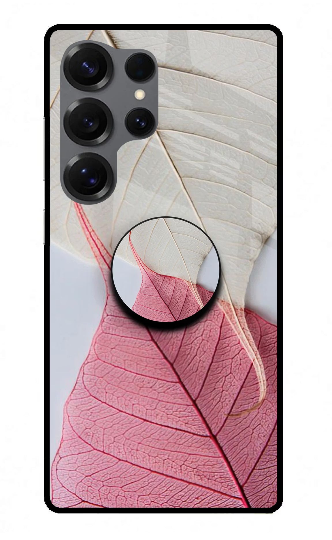 White Pink Leaf Samsung S25 Ultra Pop Case - White Pink Leaf Samsung S25 Ultra Pop Case by Casekaro White Pink Leaf Samsung S25 Ultra Pop Case by Casekaro