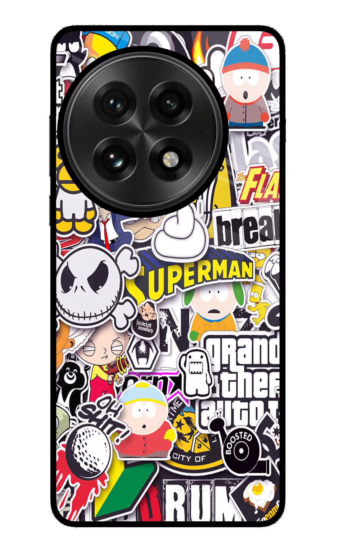 Sticker Bomb OnePlus 13 Glass Case Back Cover by Casekaro