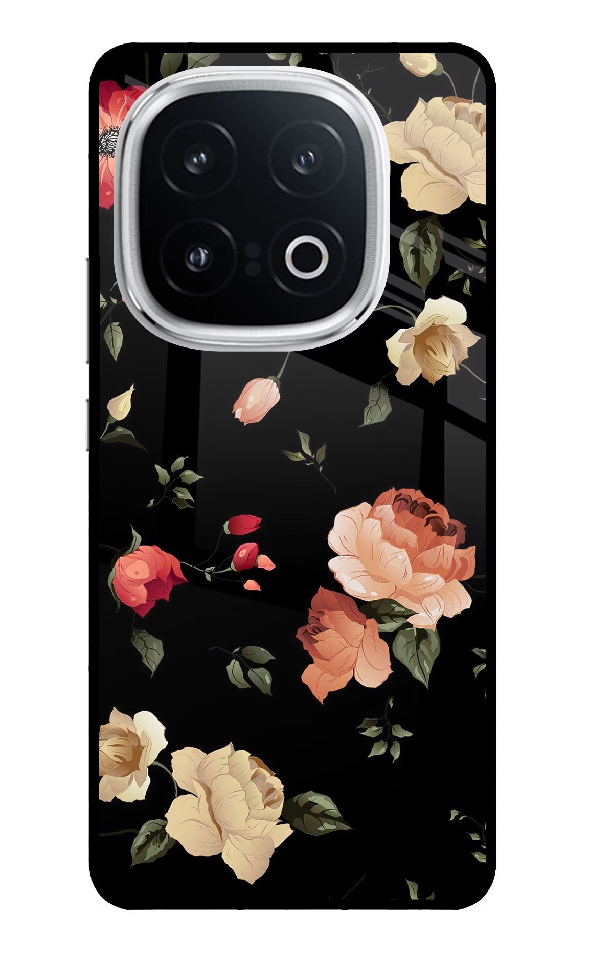 Flowers iQOO 13 5G Back Cover - Flowers iQOO 13 5G Glass Case Back Cover by Casekaro Flowers iQOO 13 5G Glass Case Back Cover by Casekaro