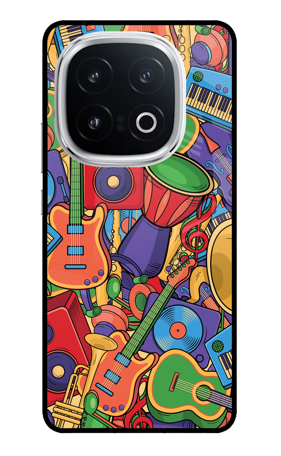 Music Instrument Doodle iQOO 13 5G Back Cover - Music Instrument Doodle iQOO 13 5G Glass Case Back Cover by Casekaro Music Instrument Doodle iQOO 13 5G Glass Case Back Cover by Casekaro