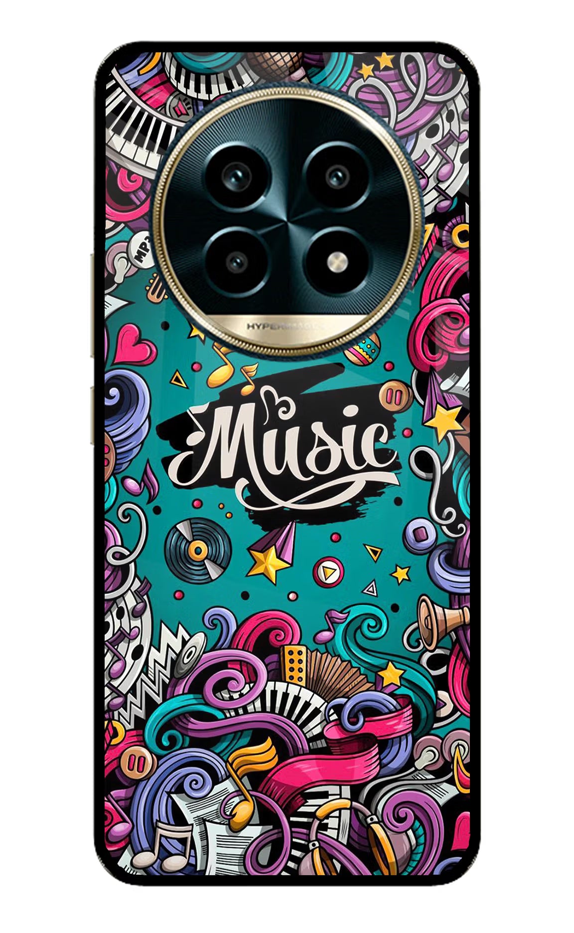 Music Graffiti Realme 13 Pro 5G Back Cover - Music Graffiti Realme 13 Pro 5G Glass Case Back Cover by Casekaro Music Graffiti Realme 13 Pro 5G Glass Case Back Cover by Casekaro