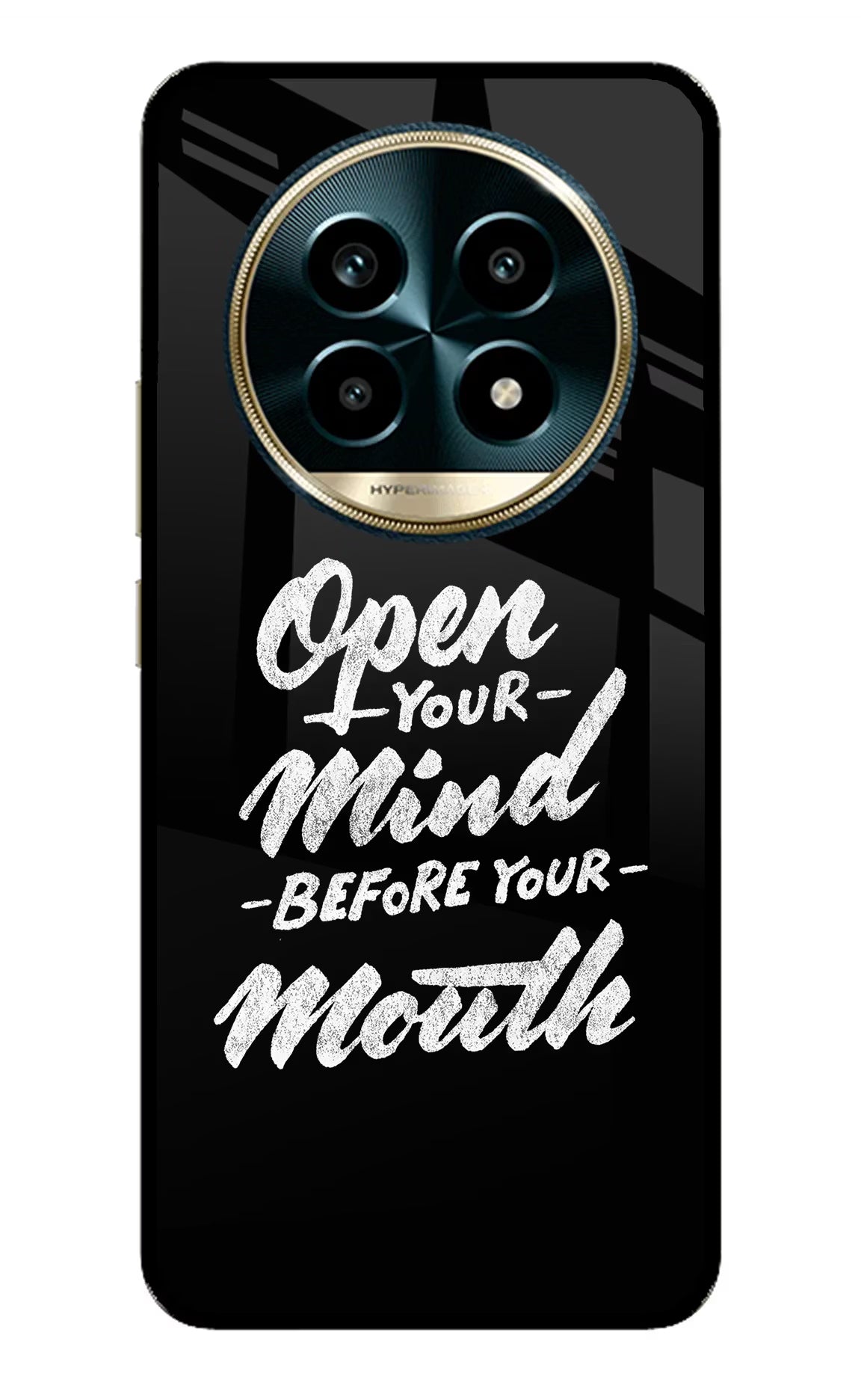Open Your Mind Before Your Mouth Realme 13 Pro 5G Back Cover - Open Your Mind Before Your Mouth Realme 13 Pro 5G Glass Case Back Cover by Casekaro Open Your Mind Before Your Mouth Realme 13 Pro 5G Glass Case Back Cover by Casekaro