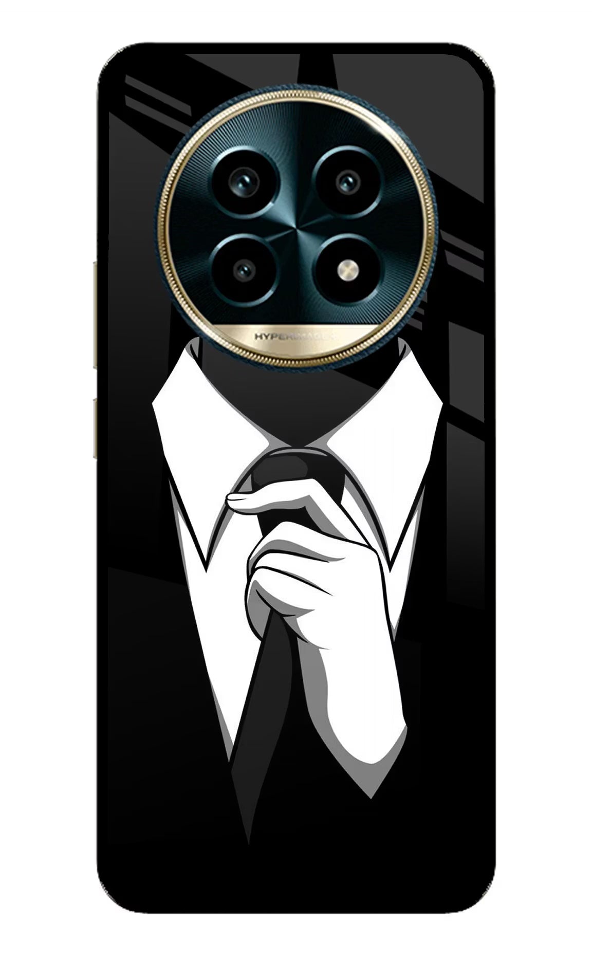 Black Tie Realme 13 Pro 5G Back Cover - Black Tie Realme 13 Pro 5G Glass Case Back Cover by Casekaro Black Tie Realme 13 Pro 5G Glass Case Back Cover by Casekaro
