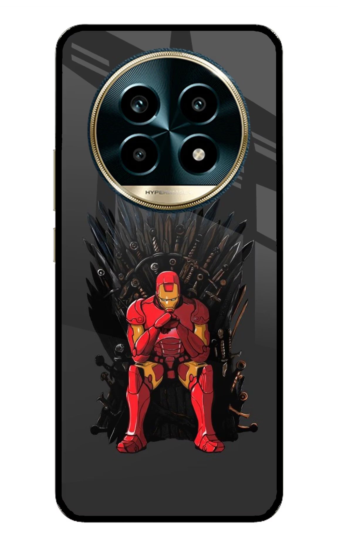 Ironman Throne Realme 13 Pro 5G Back Cover - Ironman Throne Realme 13 Pro 5G Glass Case Back Cover by Casekaro Ironman Throne Realme 13 Pro 5G Glass Case Back Cover by Casekaro