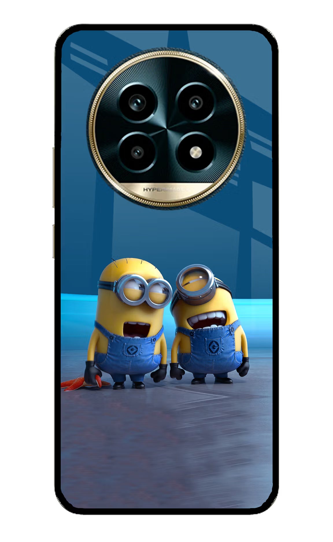 Minion Laughing Realme 13 Pro 5G Back Cover - Minion Laughing Realme 13 Pro 5G Glass Case Back Cover by Casekaro Minion Laughing Realme 13 Pro 5G Glass Case Back Cover by Casekaro