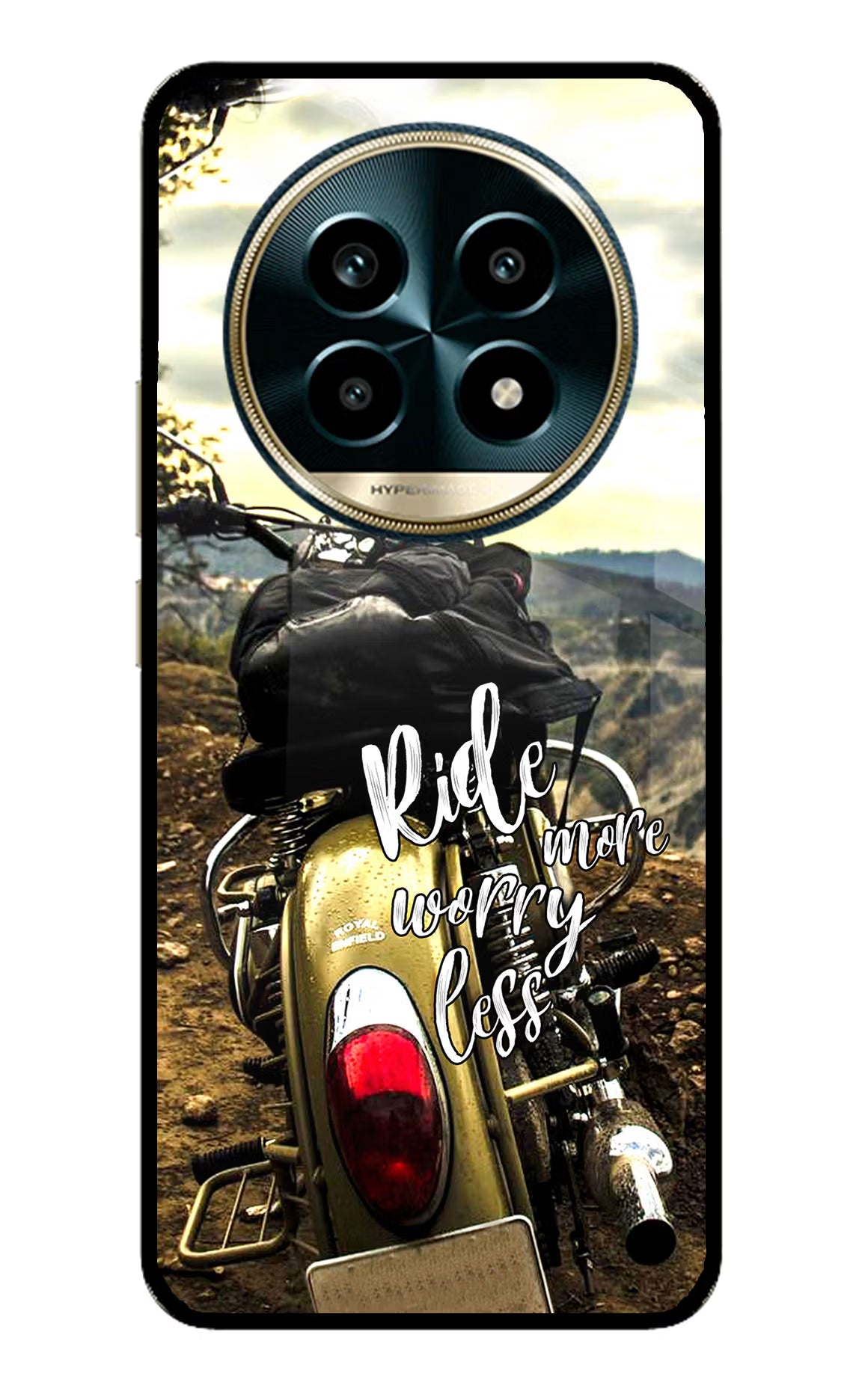 Ride More Worry Less Realme 13 Pro 5G Back Cover - Ride More Worry Less Realme 13 Pro 5G Glass Case Back Cover by Casekaro Ride More Worry Less Realme 13 Pro 5G Glass Case Back Cover by Casekaro