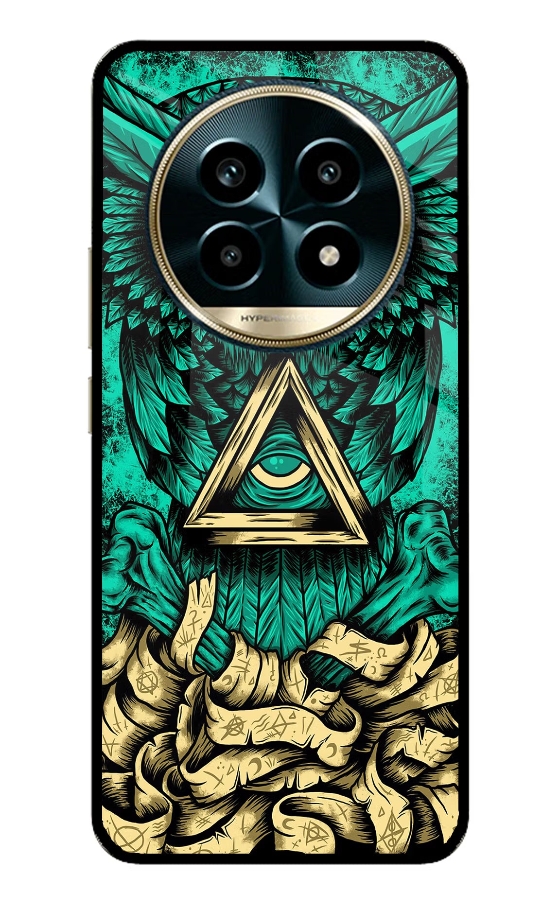 Green Owl Realme 13 Pro 5G Back Cover - Green Owl Realme 13 Pro 5G Glass Case Back Cover by Casekaro Green Owl Realme 13 Pro 5G Glass Case Back Cover by Casekaro